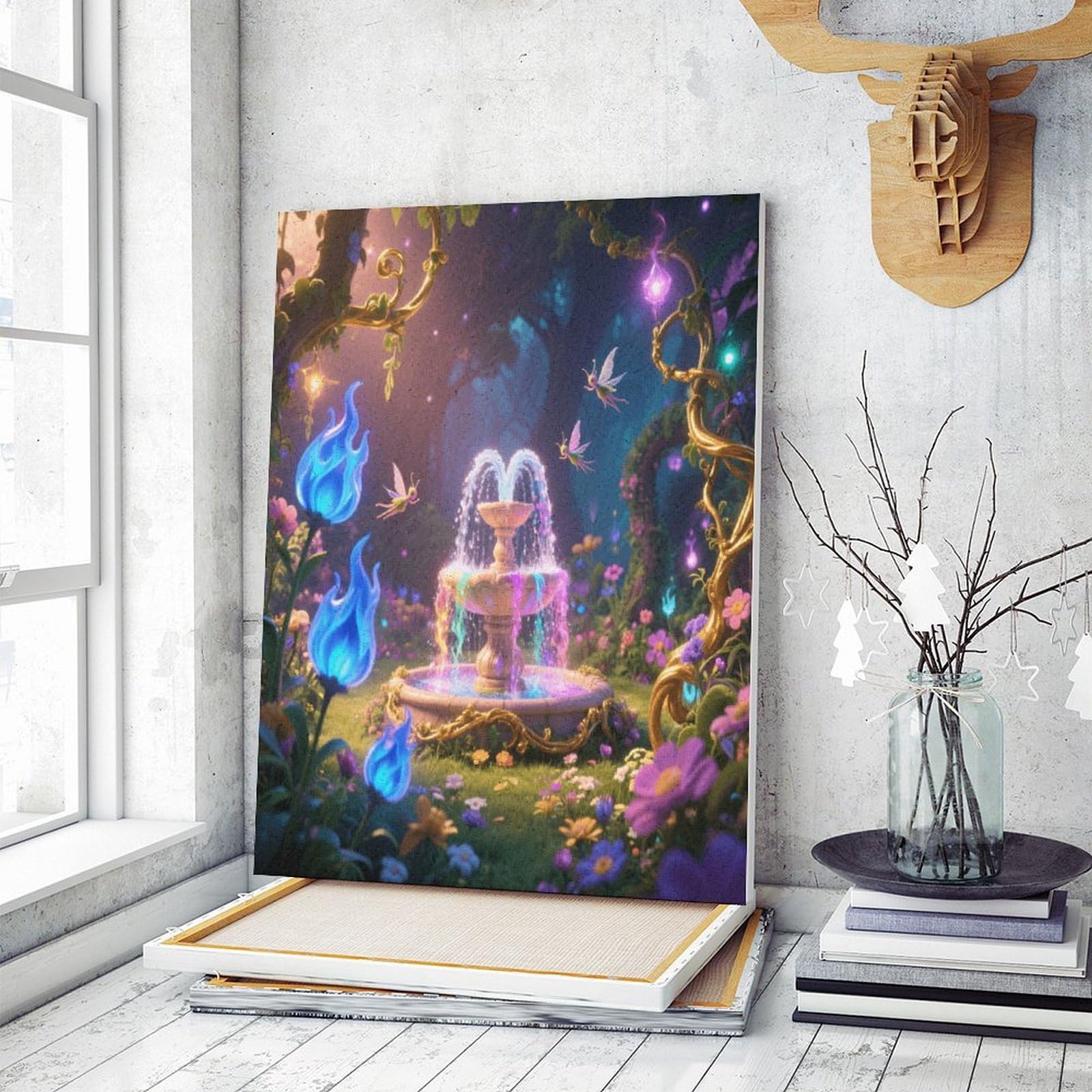 KOAYUBFC Magic Garden Malen nach Zahlen Kit für Erwachsene Anfänger Erwachsene Malen nach Zahlen Kits auf Leinwand DIY Acryl Ölfarben Malerei mit Pinseln für Geschenk Home Wall Decor