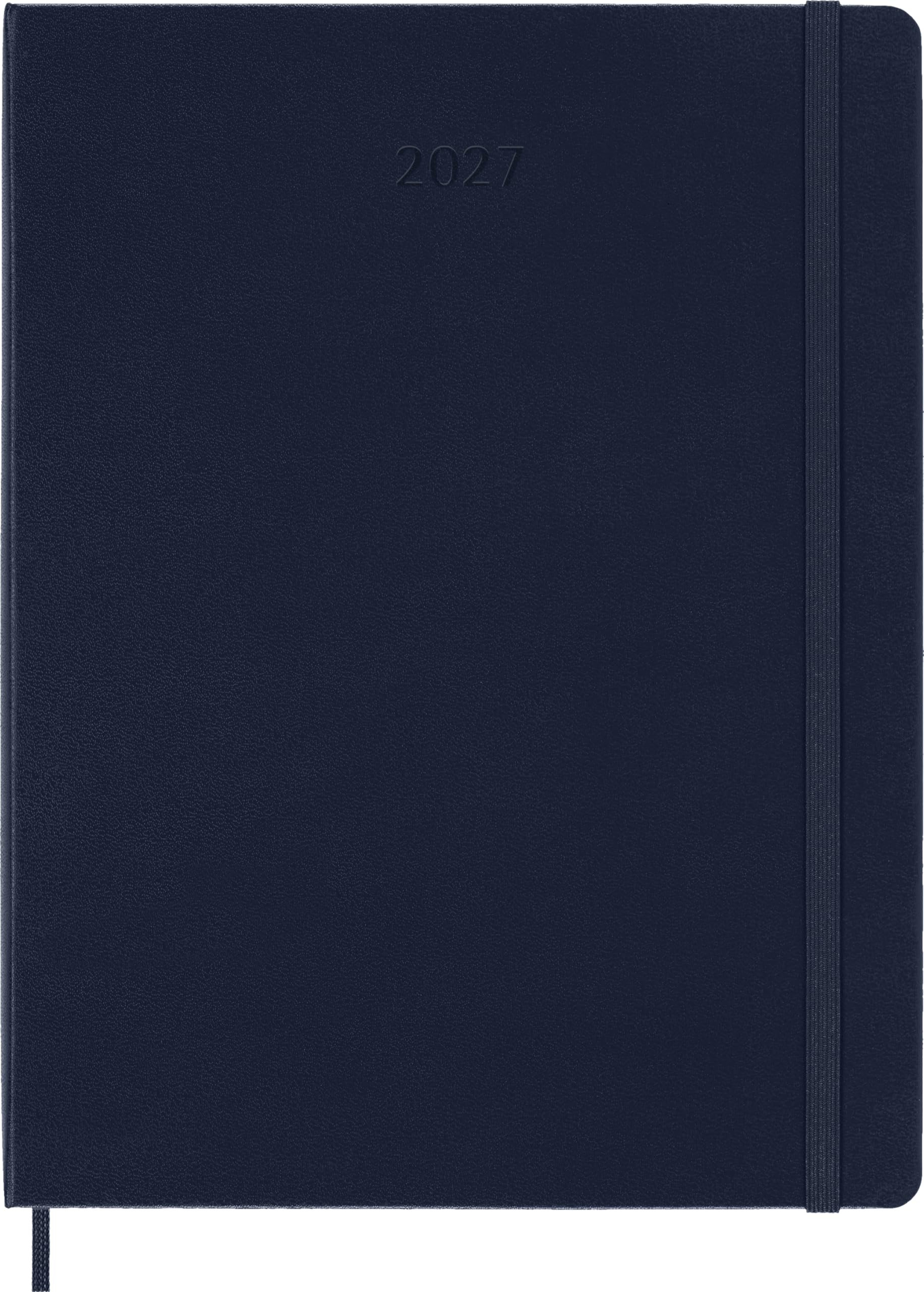 Moleskine Weekly Planner 2027, Hard Cover 12 Month Diary with Space for Notes and Elastic Closure, XL 19x25 Cm, Sapphire Blue