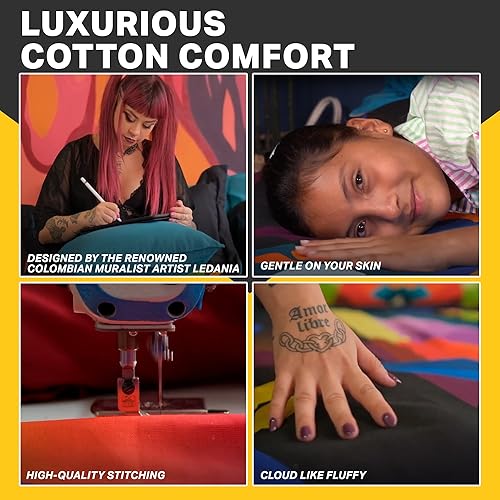 Miniatura 3 de Juego de funda nórdica para cama de inspiración colombiana, suave, ligera, estética, transpirable, diseño reversible en algodón y terciopelo, 1