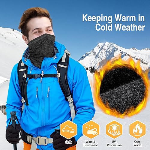 Miniatura 2 de LUOLIIL VOE Paquete de 2 polainas de cuello de invierno para hombres y mujeres, resistente al viento, máscara facial de forro polar, bufanda para