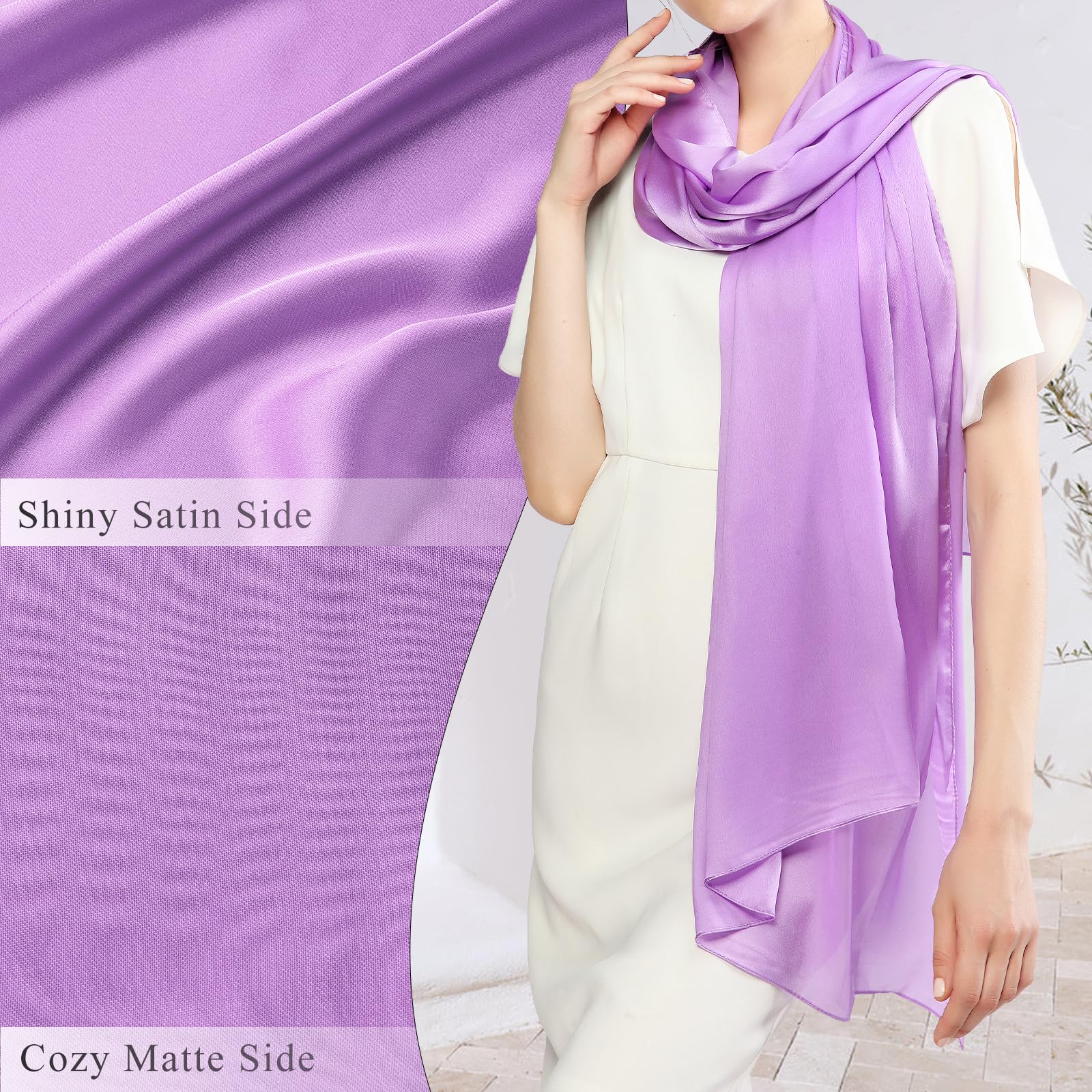 RIIQIICHY Foulard Sciarpa Seta Donna Pashmina Stola Scialle Cerimonia Abito da Sera Elegante Sposa