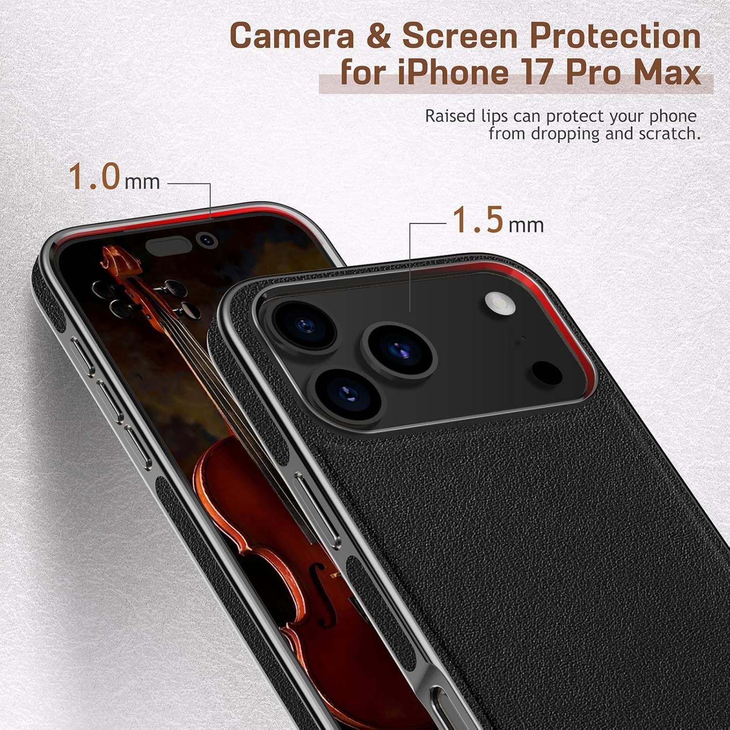 LOHASIC Compatible with MagSafe for iPhone 17 Pro Max Case, Classic Business Leather with Metal Trim Design, Rugged Grip Protective Magnetic Case for iPhone 17 ProMax 6.9" 2025 - Black - Image 7