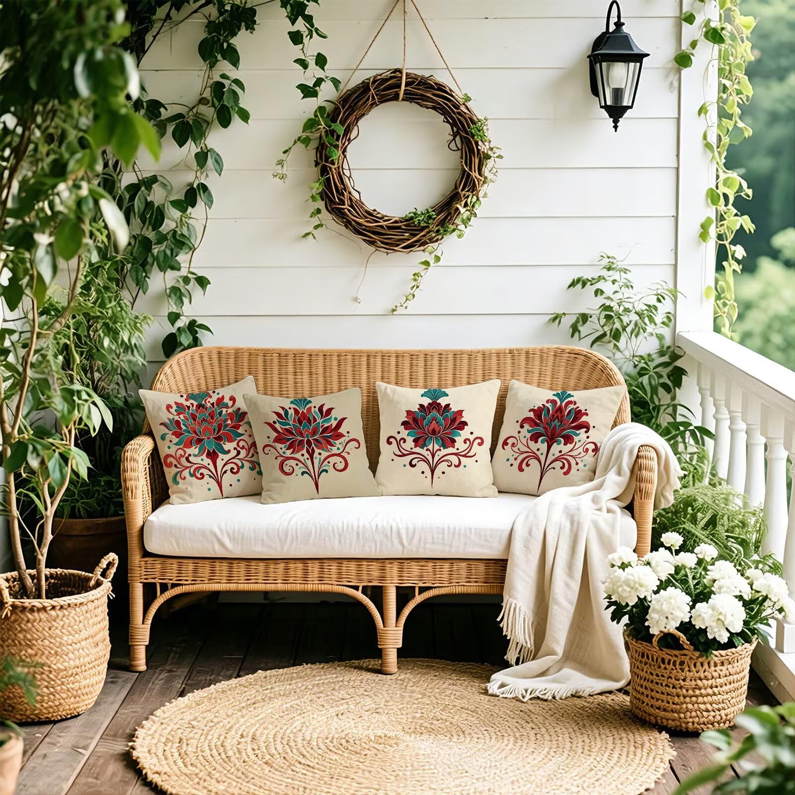 Poszewka na poduszkę dekoracyjna 65 x 65 cm czerwona poduszka outdoorowa