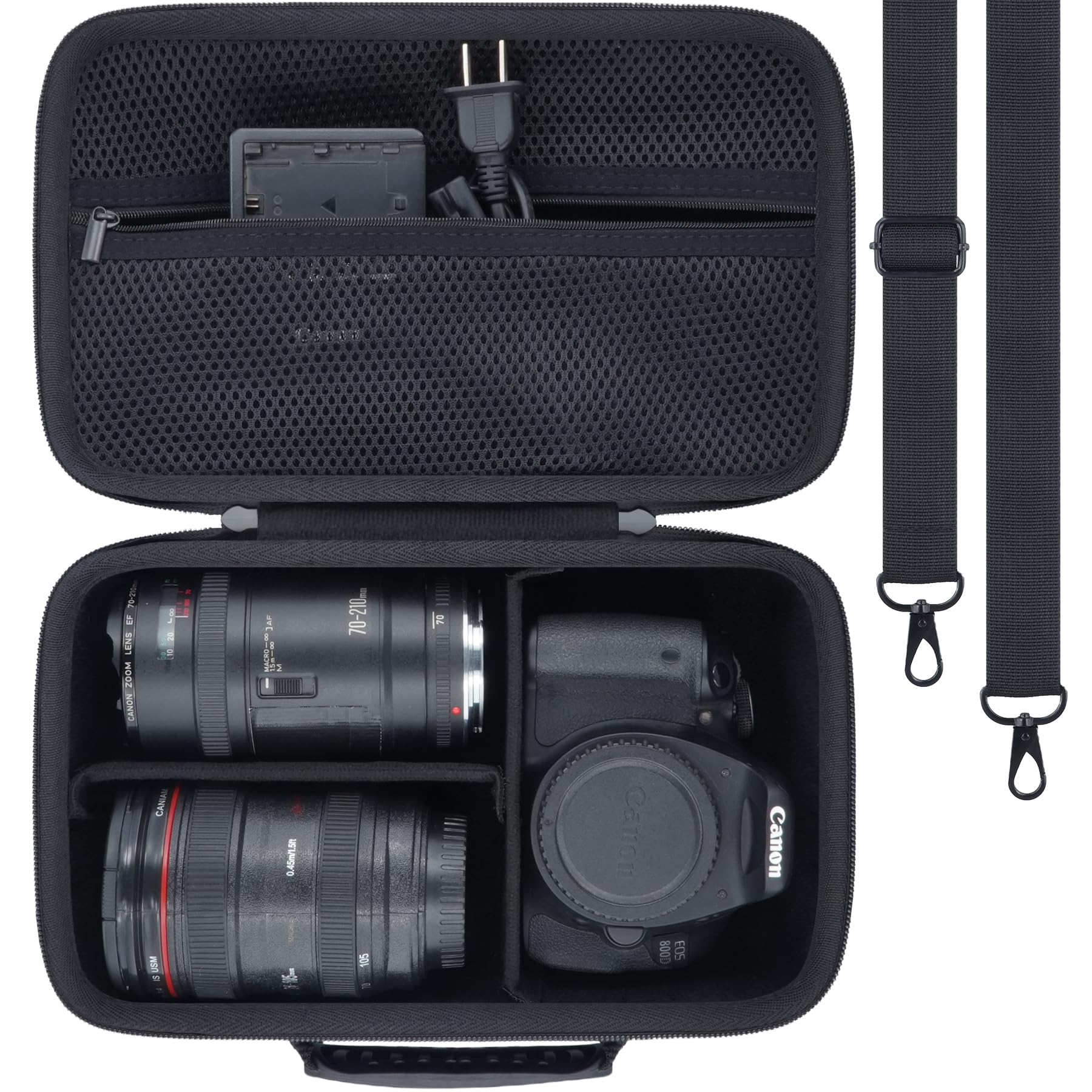 Khanka pour Canon EOS Rebel 2000D/4000D/1300D/R50/R100/R5/R7/R8/R6 Mark II/250D Appareil Photo DSLR - Boîtier de Transport Rigide, Housse de Voyage pour Canon EOS DSLR , Boîtier Uniquement (Noir)