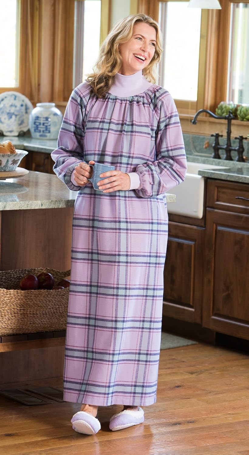 The Vermont Country Store Women Women's Flannel MockNeck Popover