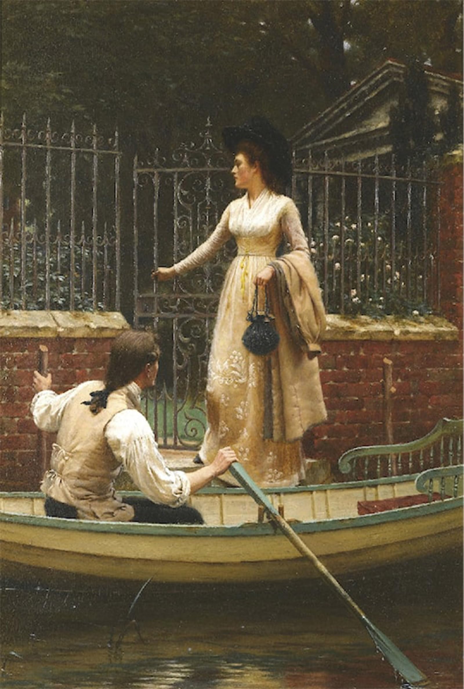HRJUBWREE Oil Painting Prints on Canvas Painting Picture the Elopement by Edmund Blair Leighton Artwork Canvas Prints for Office Decor 60x90cm