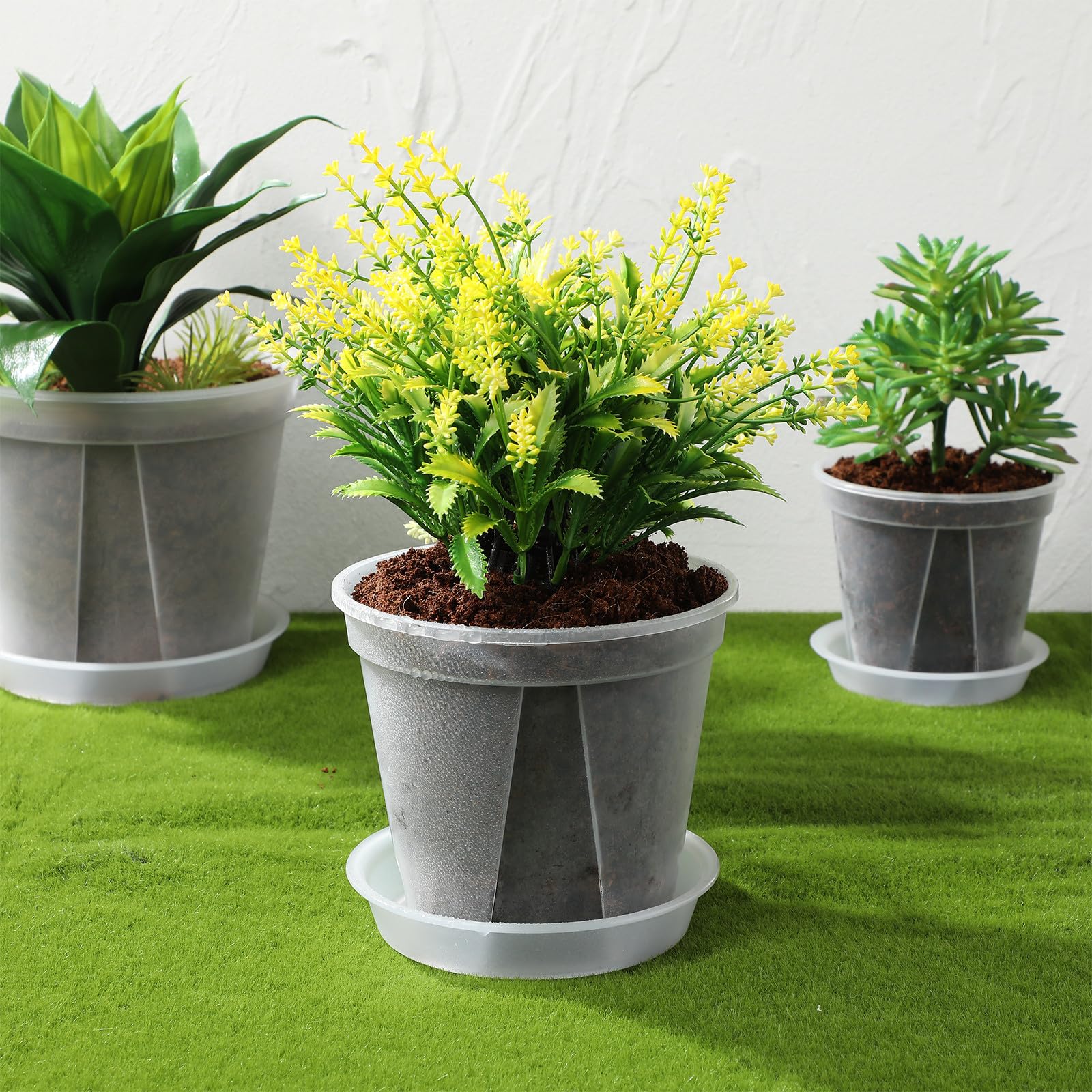 Beavorty Set 4 Vasi Trasparenti in Plastica Sottovaso, Contenitori per Piante da Interno ed Esterno, Fioriere per Fragole e Fiori, Vasi da Giardino per Uso Domestico e Ufficio