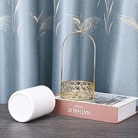 Vista 6 de JUXYES Soporte de cubiertos de cerámica para mesa, soporte de cubiertos blanco con soporte de metal dorado, soporte decorativo para cubiertos