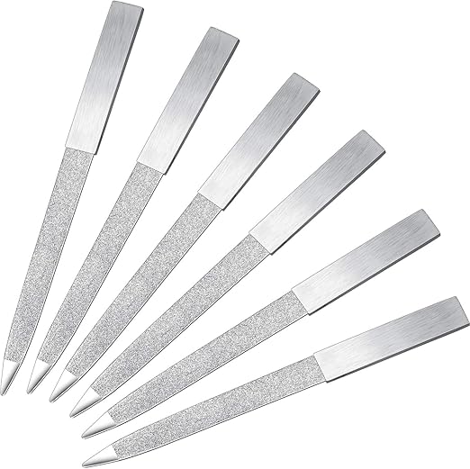 6 Pack Diamond Nail File Stainless Steel Double Side Nail File Metal File Buffer Fingernails
