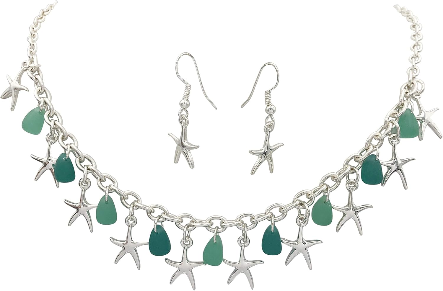 Gypsy Jewels Nautical Charm Theme Silver Tone Necklace & Dangle Earrings Set