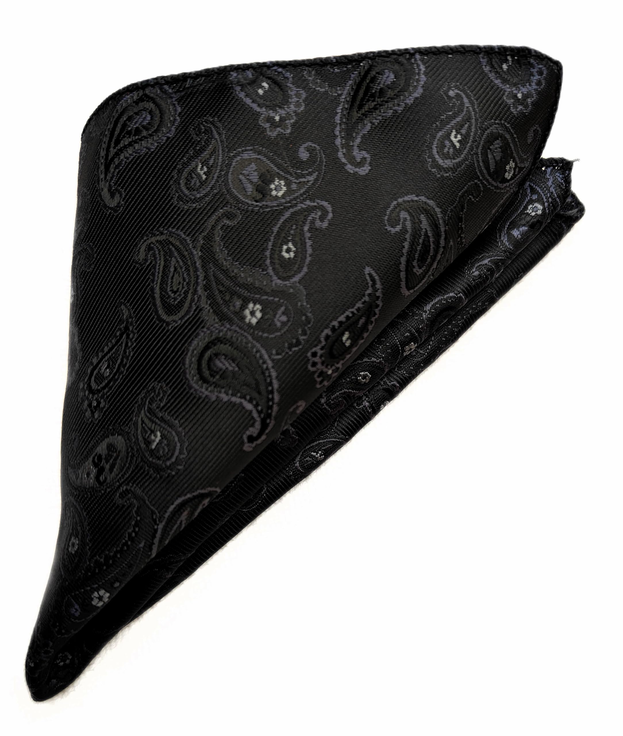 VOICIFrance Men's Pocket Square handkerchief Paisley Self-Design Dark Grey Color Pure Satin For Suit & Blazers Free Size