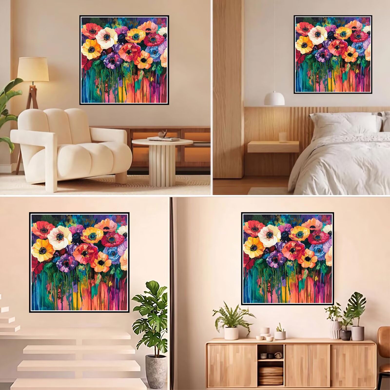5D Diamond Painting Kit Complet, Diamond Painting Enfant Abstrait Plein Foret Peinture Diamant Fleur pour Adulte Débutant, Activité Manuelle Cristal Art Kit pour Décoration Murale 70x70cm FX#41