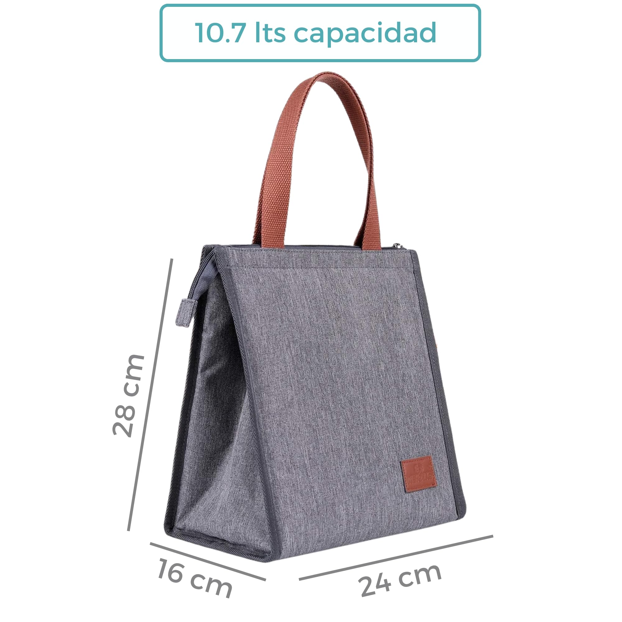 Bolsa Comida Trabajo 10,7L Ligera, Impermeable y Resistente. Lunch Bag para Mujer. Bolsa Termica Porta Alimentos para Playa, Trabajo, Picnic, Escuela y Oficina. Fiambrera Térmica Porta Bocadillos