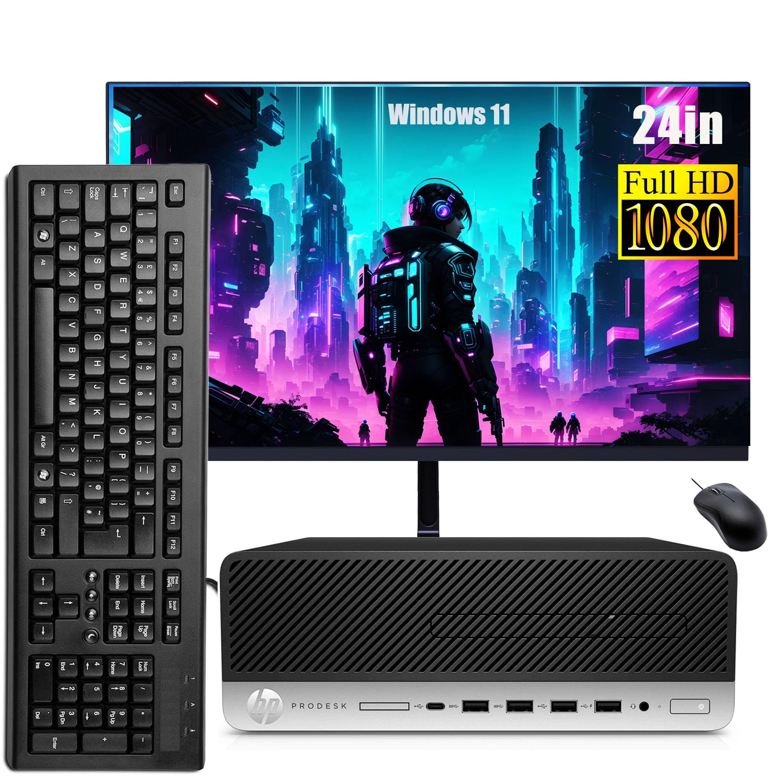 HP ProDesk 600 G3 SFF Desktop Computer mit 24-Zoll-Monitor, Intel