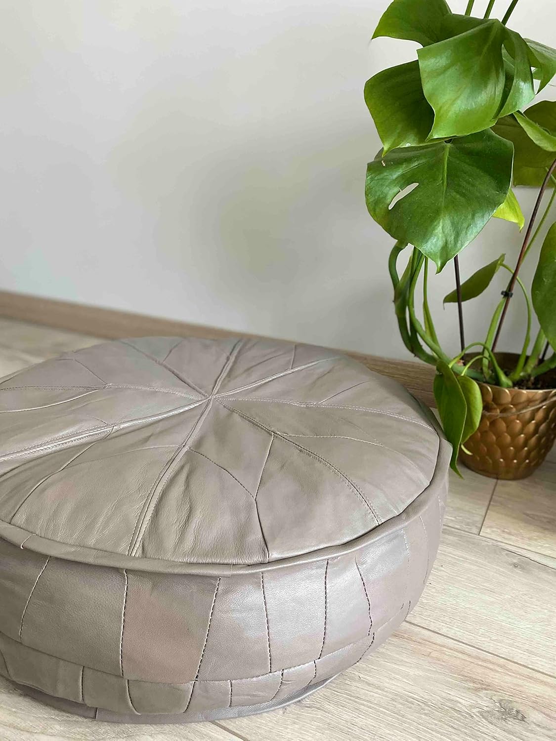 Genuine Leather Pouf Luxury Round Pouf Ottoman Pouf