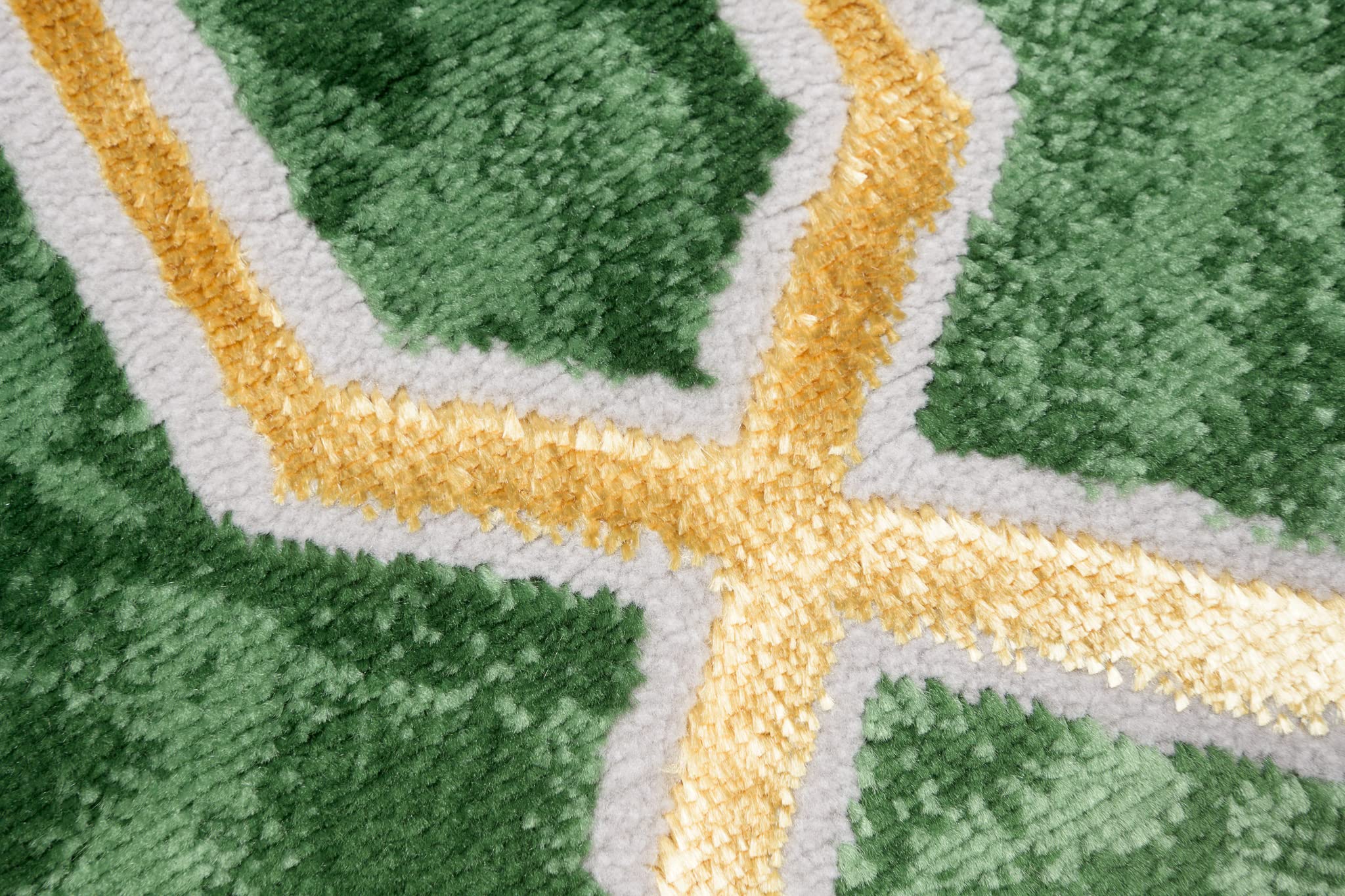 TAPISO Turmalin Tapis de Salon Chambre Salle à Manger Ado Bureau Entrée Design Moderne Vert Or Brillant Moucheté Hexagones Géométrique Intérieur Doux Poils Ras 80 x 150 cm