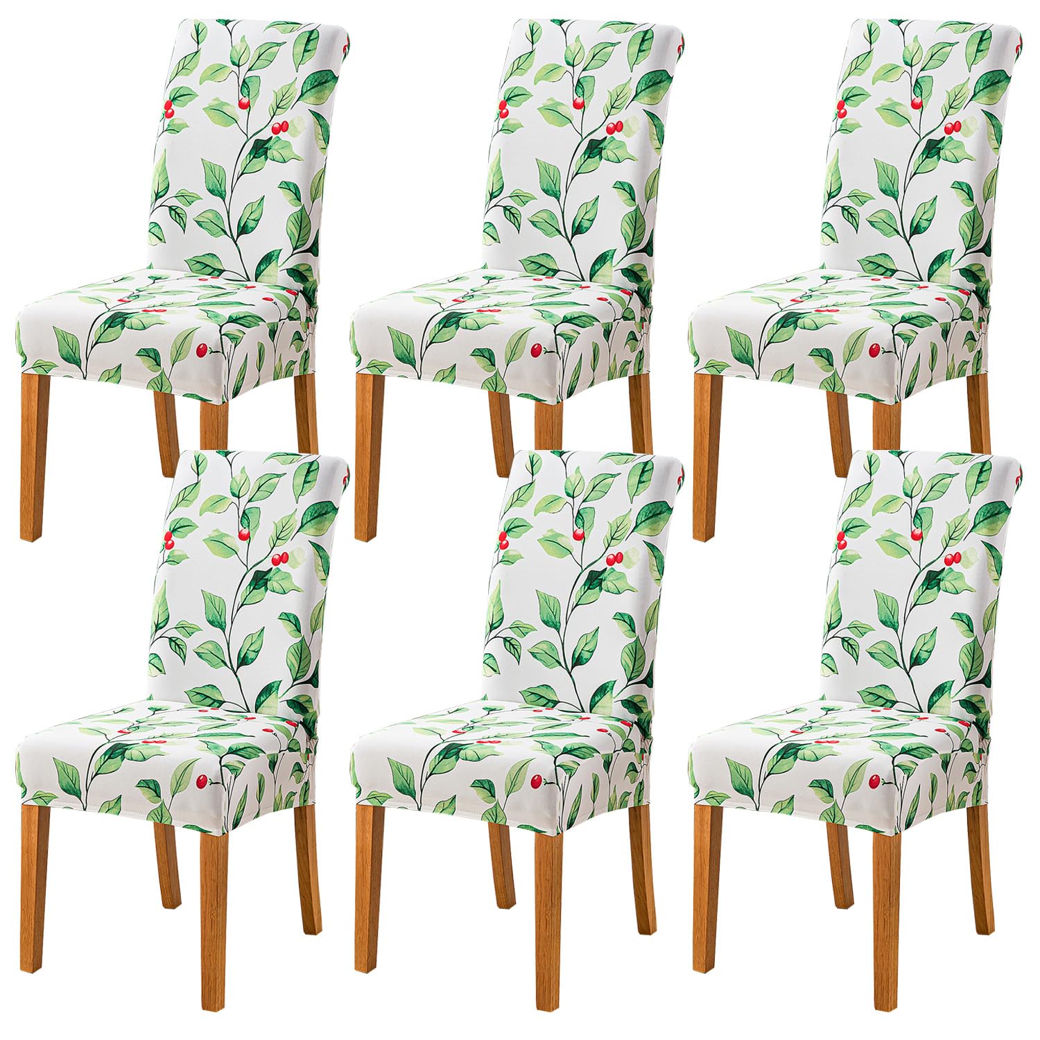 HZDHCLH Chair Covers Slipcovers 4/6 PCs Stretch Removable Washable Short Dining Chair Protector Cover Seat for Hotel,Dining Room,Ceremony (Full of greenery,6 PCS)