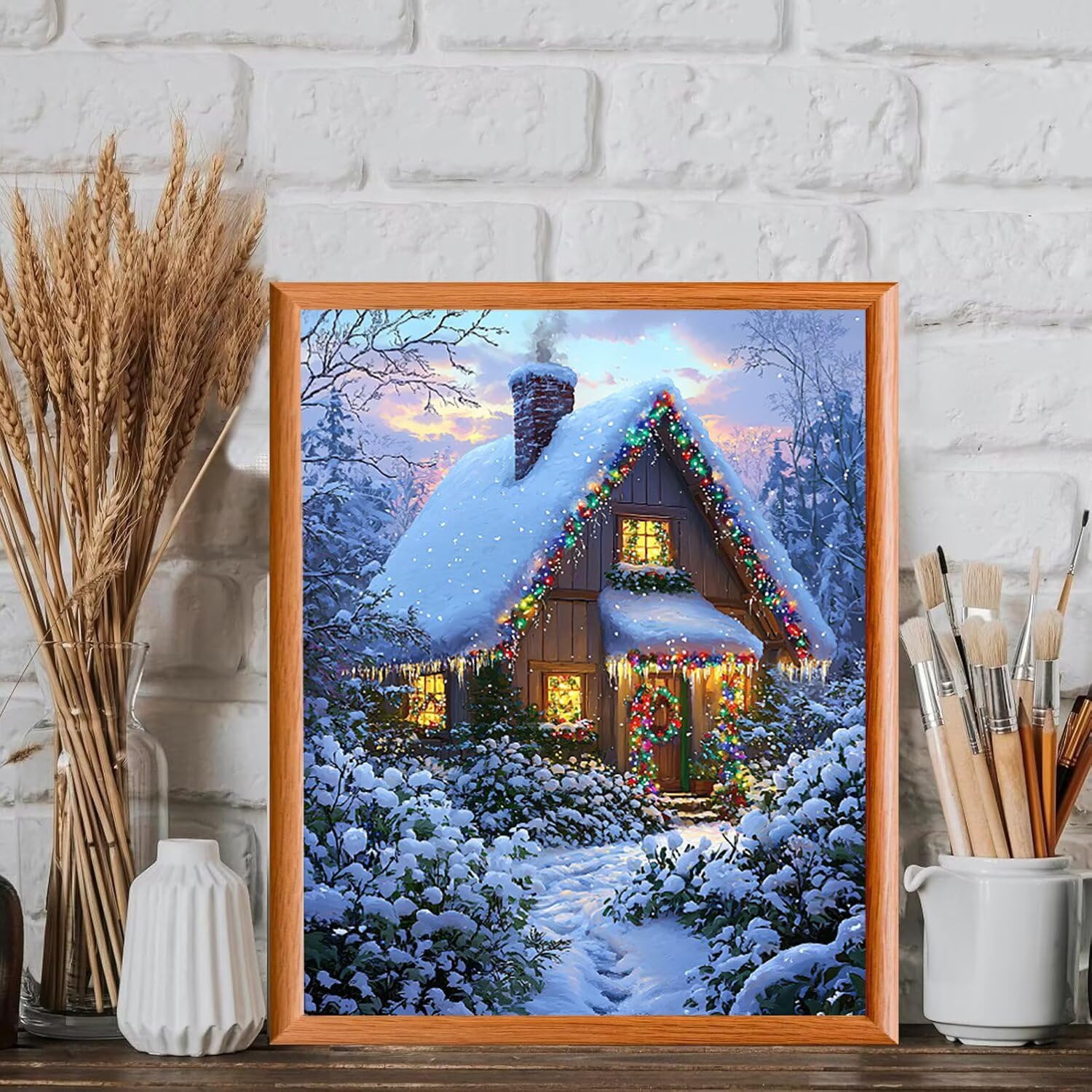 Dipingere con i Numeri Adulti Casetta nel paesaggio innevato, 60x80cm s1032