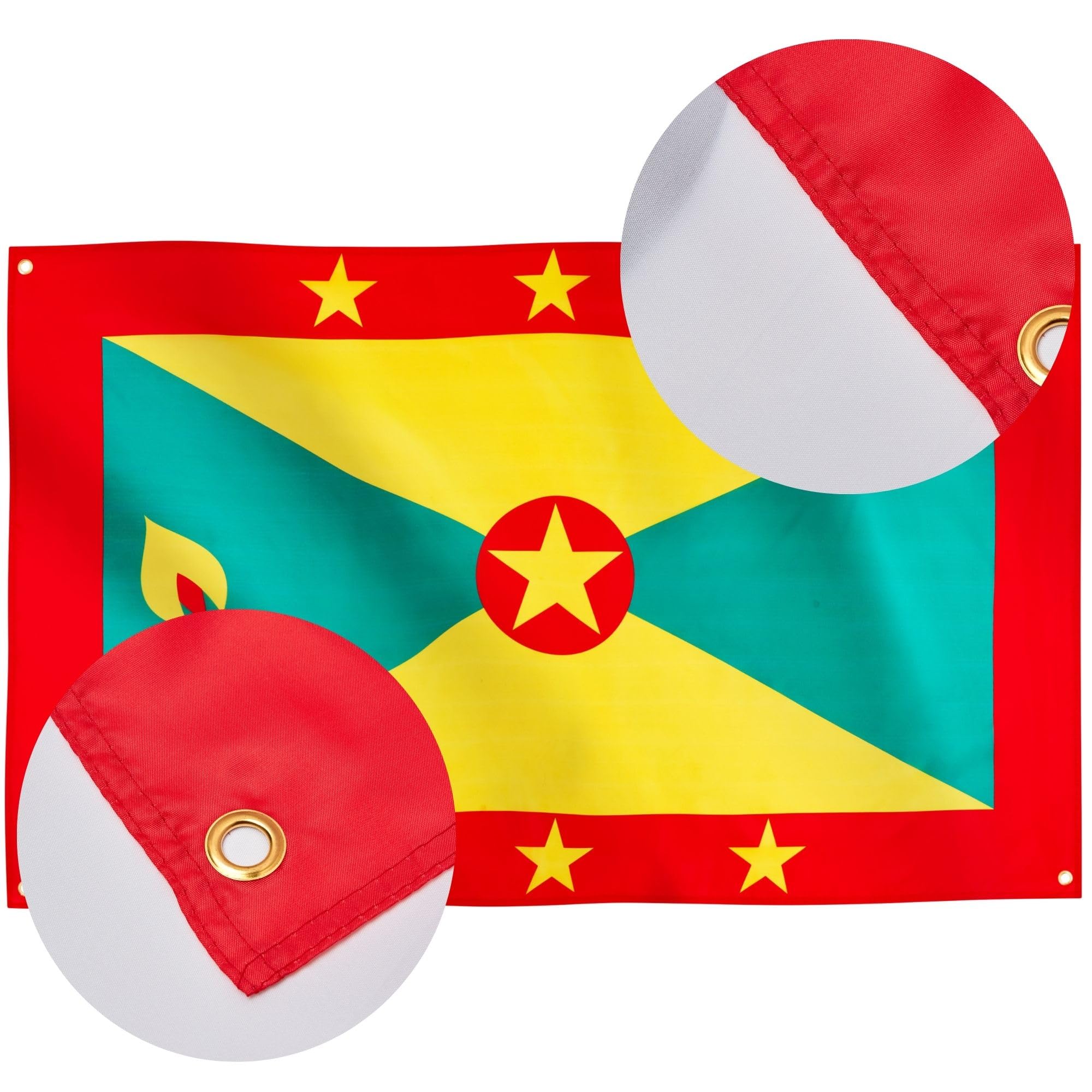 Runesol Grenada Flag, 91x152cm, 3ft x 5ft, 4 Grommets, Eyelet In Every Corner, Caribbean Flag, Concepcion, Grenadian - Image 4