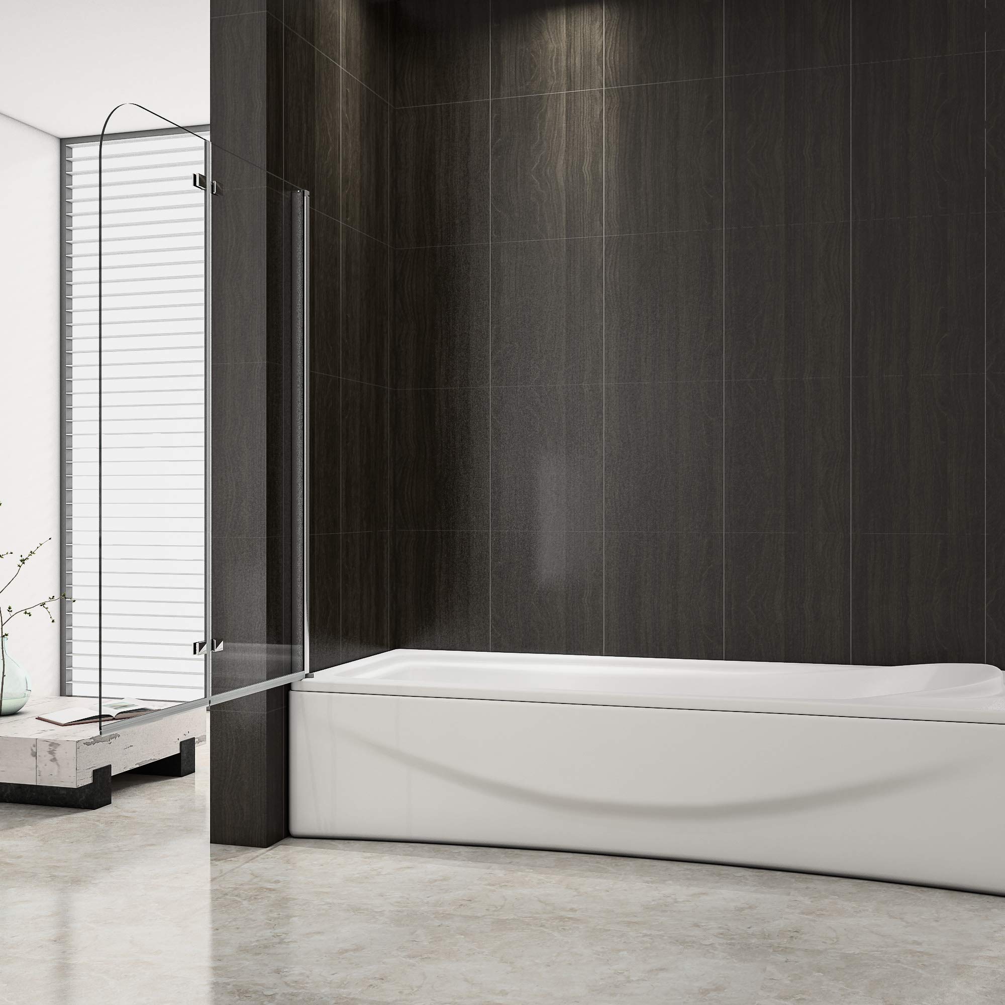 Mampara de Bañera Plegable con Bisagra Cristal Antical 6mm 110x140cm