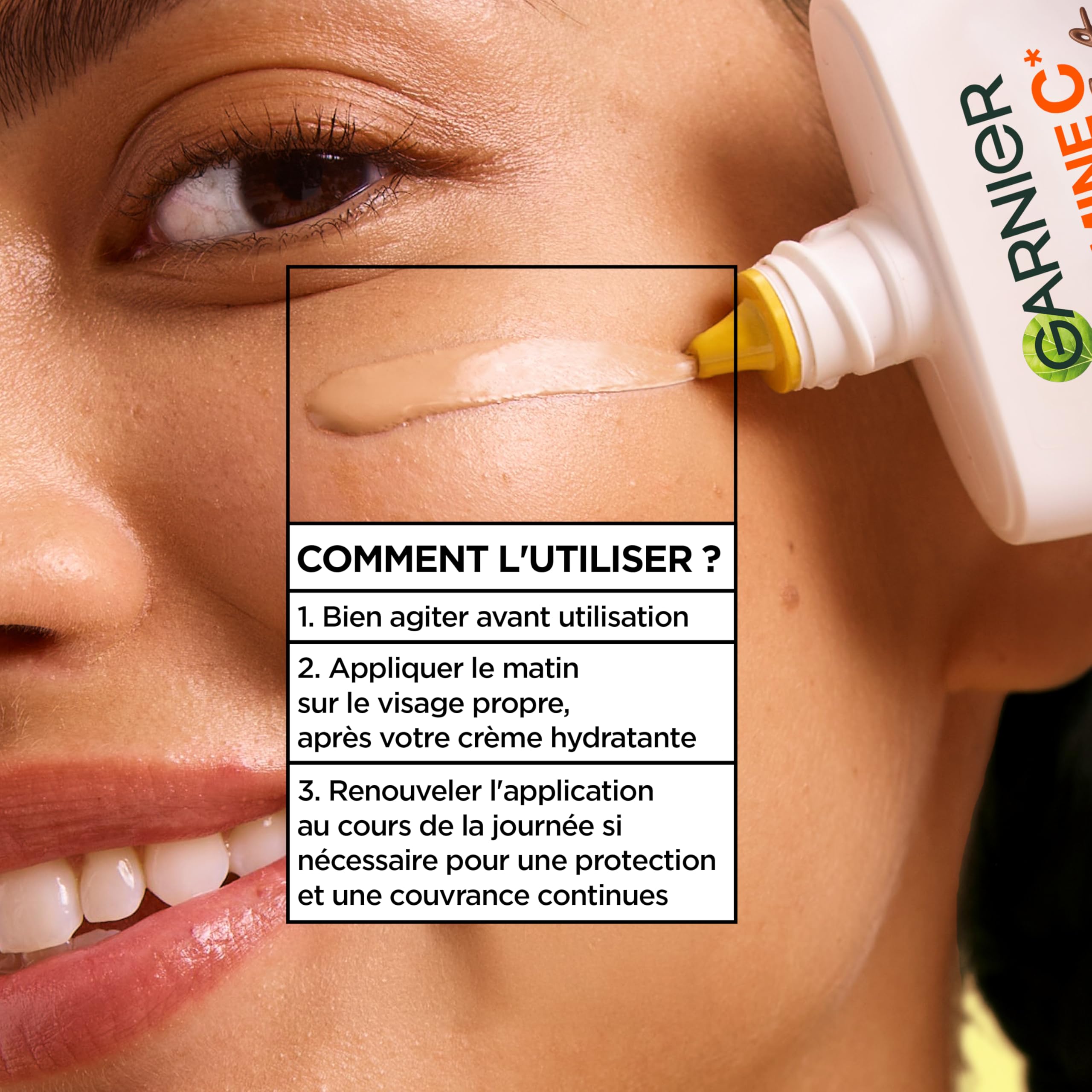 GARNIER - SkinActive Vitamine C - Fluide Perfecteur Teinté Wonder Tint SPF50+ - Soin Teinté Visage Protecteur - Unifie, Hydrate & Réduit les Taches Brunes - Tous Types de Peaux - Teinte Medium - 40 ml