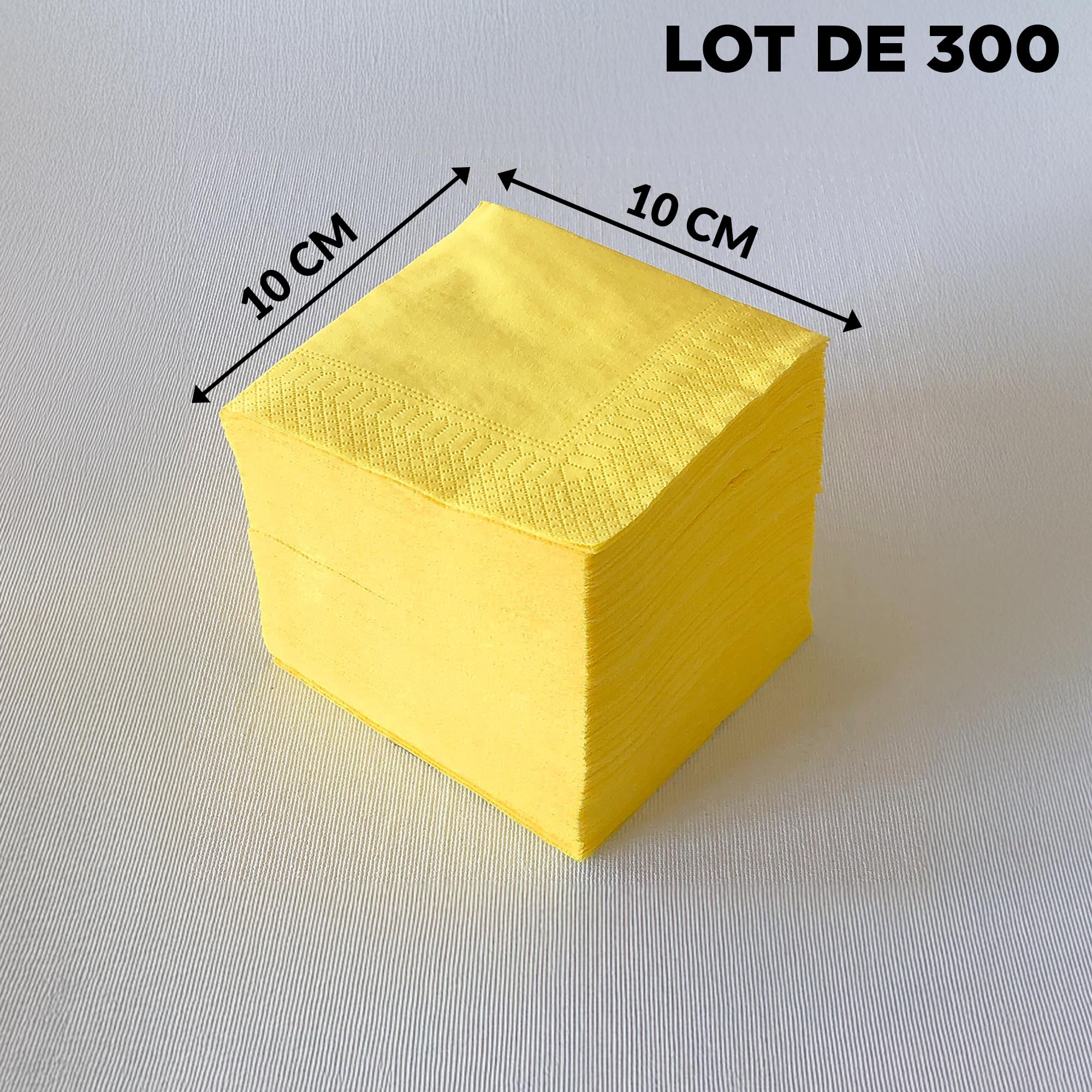 300 Mini-serviettes cocktail en papier - Jaune 20 X 20 m - Fabriquée en France - Douces et Absorbantes - Double épaisseur - Anniversaire - Pique-nique - Mariage - Essuie-tout - Table'Colors