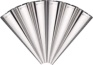 MasterClass Cream Horn Moulds, Stainless Steel, Pro Pastries Cone Shapers, Blister Packed, 6 Piece Set, Silver, 14 cm
