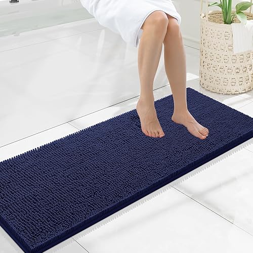 smiry - Lujosa alfombra de baño de felpilla, extra suave y absorbente, lavable a máquina, antideslizante para bañera, ducha y cuarto de baño (47 x