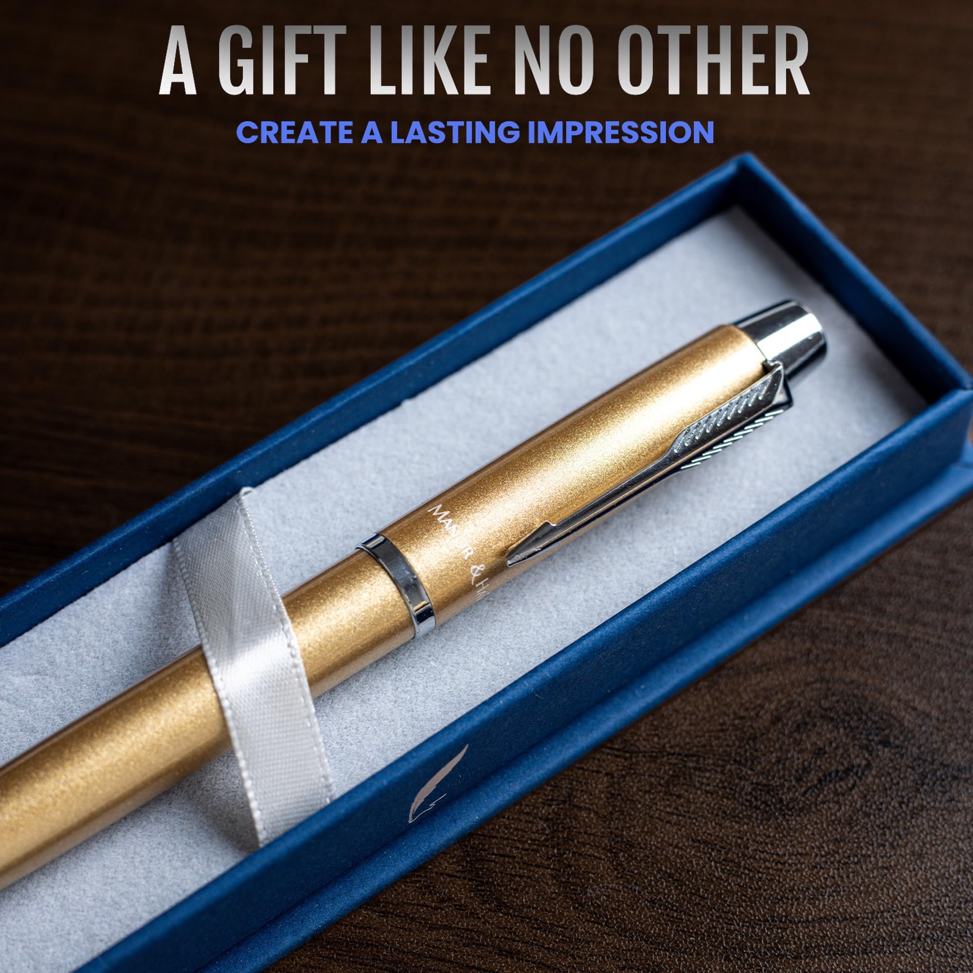 Manor & Hawthorne Personalized Rollerball Pen, Champagne Gold - Image 4