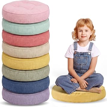 Juexica 8 Pcs Floor Cushions for Kids Floor Pillows Flexible Seating Cushions 3.5 Extra Thick Flexible Seating Classroom Furniture Meditation Seat Pillow for Home OfficeHippie Boho Color,Round