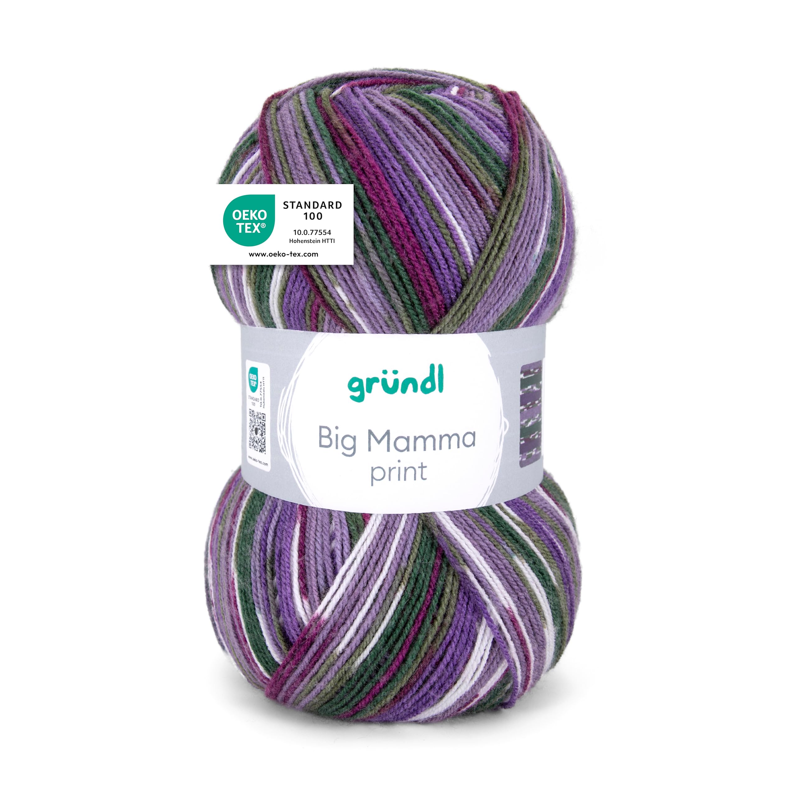Gründl Big Mamma Print Wool 400 g / 1040 m 100% Polyacrylic Hand Knitting Yarn Crochet Yarn Purple/Green Mix