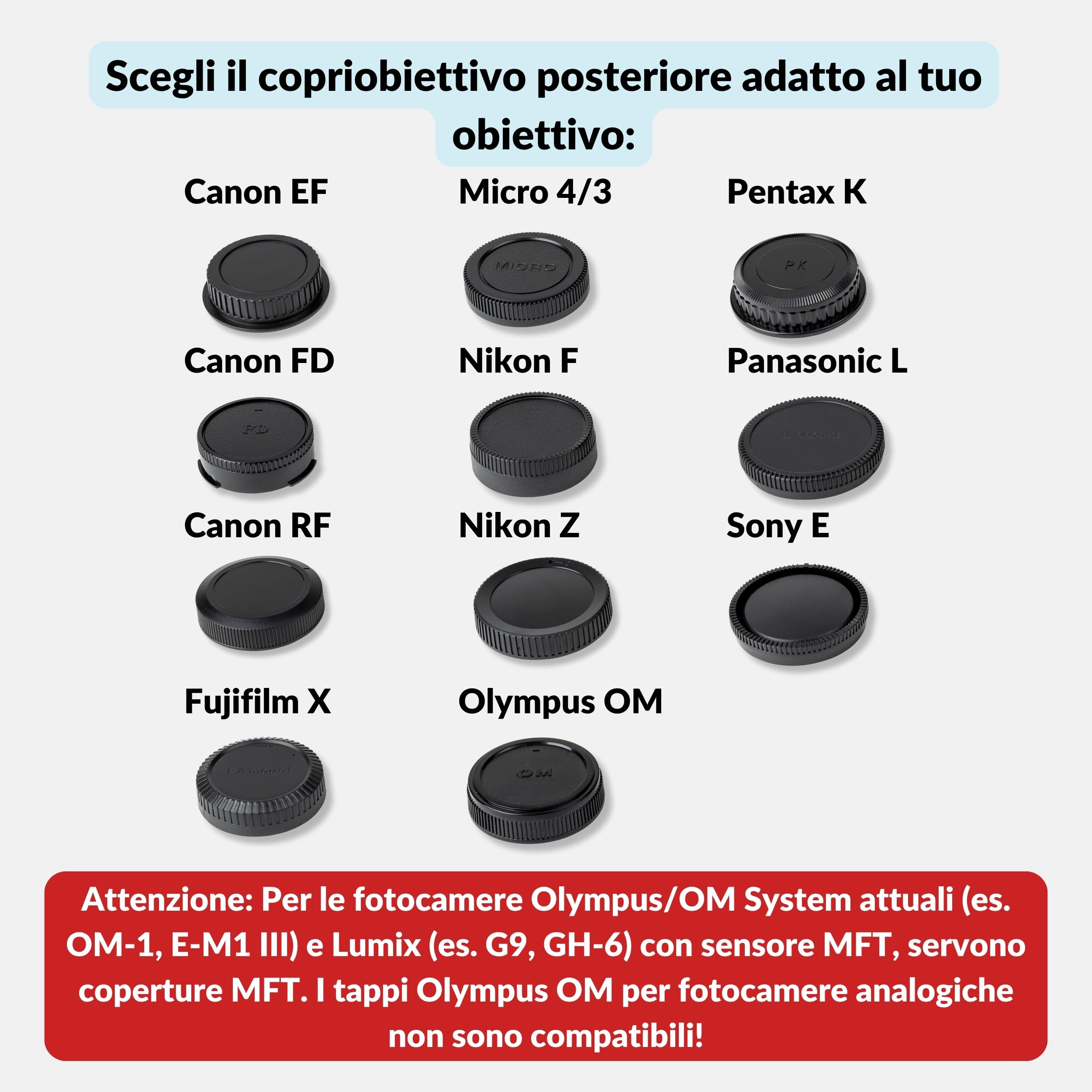 Lens-Aid Tappo Posteriore Obiettivo – Compatibile con Nikon F Attacco per Fotocamere DSLR e Mirrorless, Protezione Anti-Polvere & Graffi
