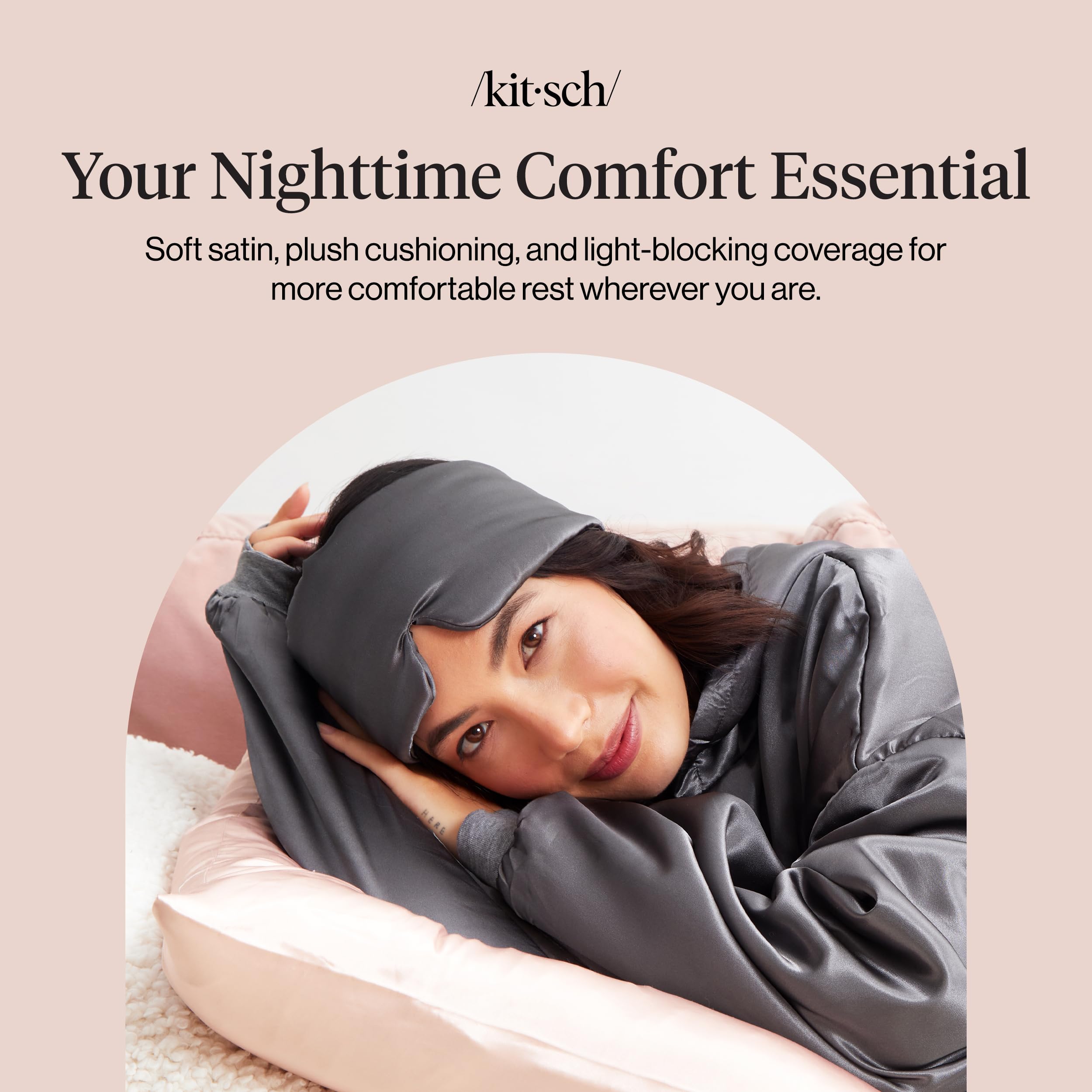 Kitsch Satin Sleep Mask | Eye Masks for Sleep - Charcoal Black — Amazon image 8