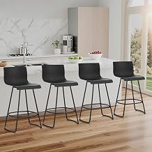 WENTMENT Swivel Bar Stools Set of 4 Counter Height Stools with Back 30" Barstools with Plastic Seat Metal Bar Stools for Coffee, Kitchen and Island Black