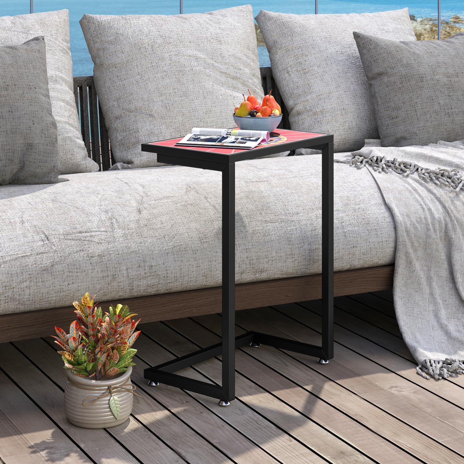 Amazon.com: Giantex Mosaic C-Shaped Outdoor Side Table with Sturdy
