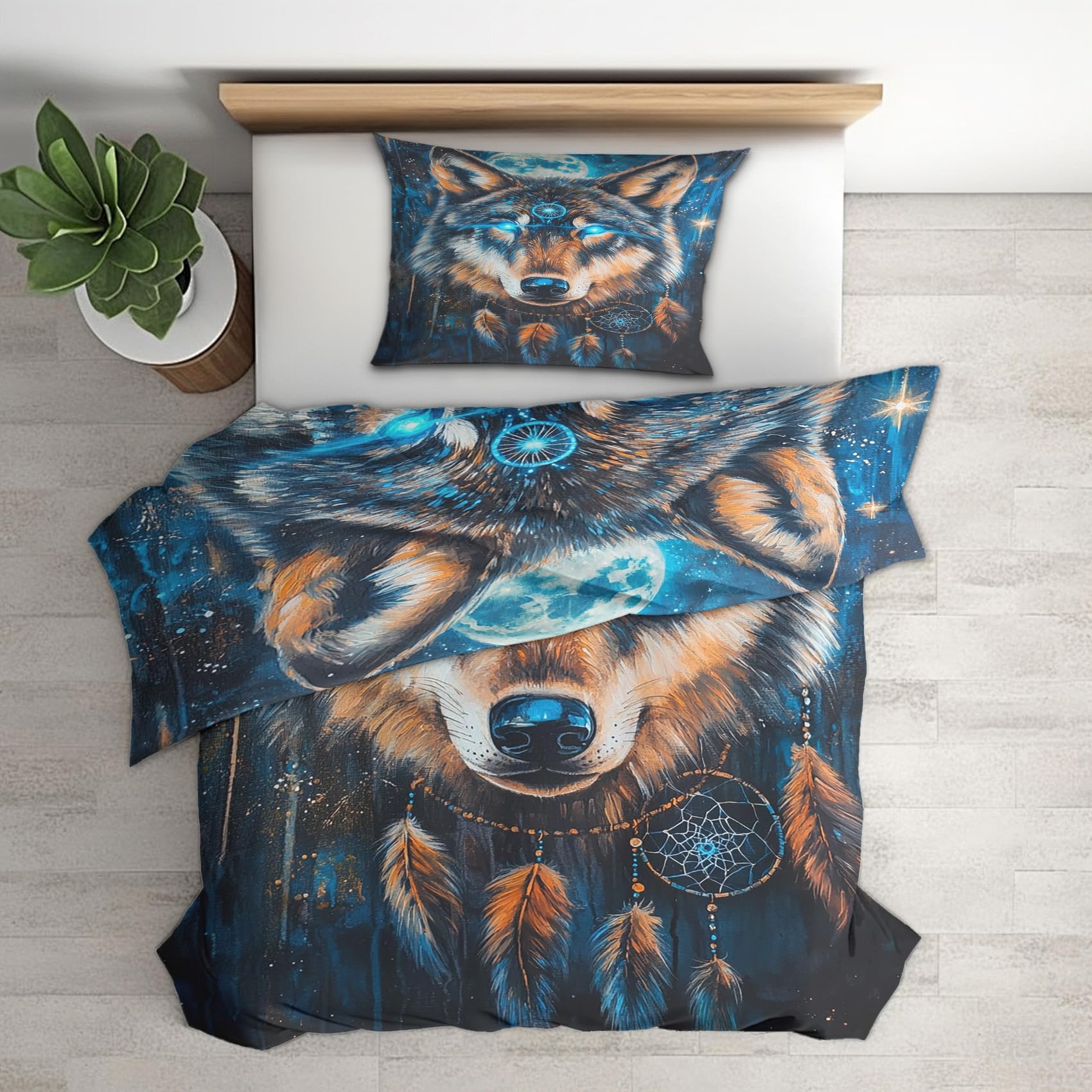 Housse de couette 140x200 loup zippée : fini la couette qui glisse du lit