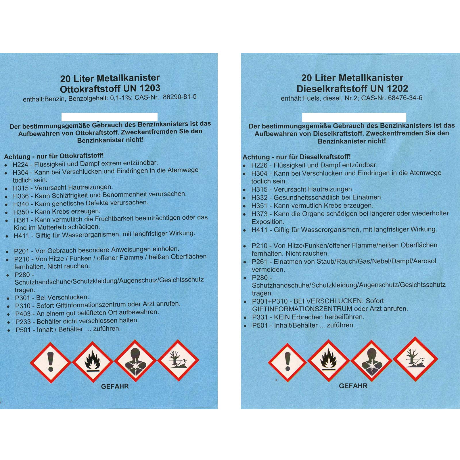 2x TRUTZHOLM Benzinkanister Kraftstoffkanister Metall 20 Liter Olivgrün mit UN-Zulassung - Kanister für Benzin und Diesel