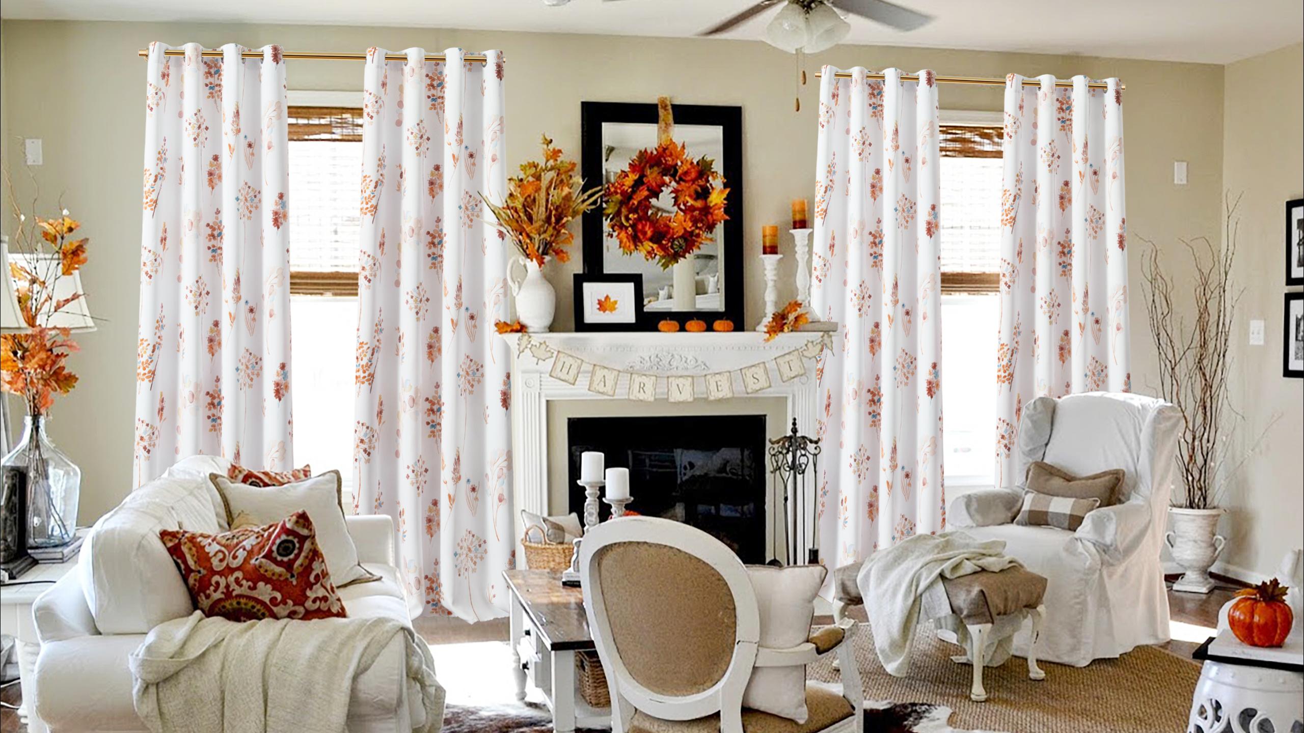 Boho Blackout Curtains - Vintage Tree Floral Border, 84x84 Inch, Thermal Insulated For Bedroom & Living Room