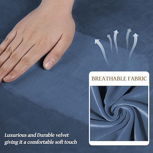 Miniatura 4 de WEERRW - Funda elástica de terciopelo para silla y sofá de 2 piezas, protector de muebles de lujo de terciopelo suave y lujoso con base elástica