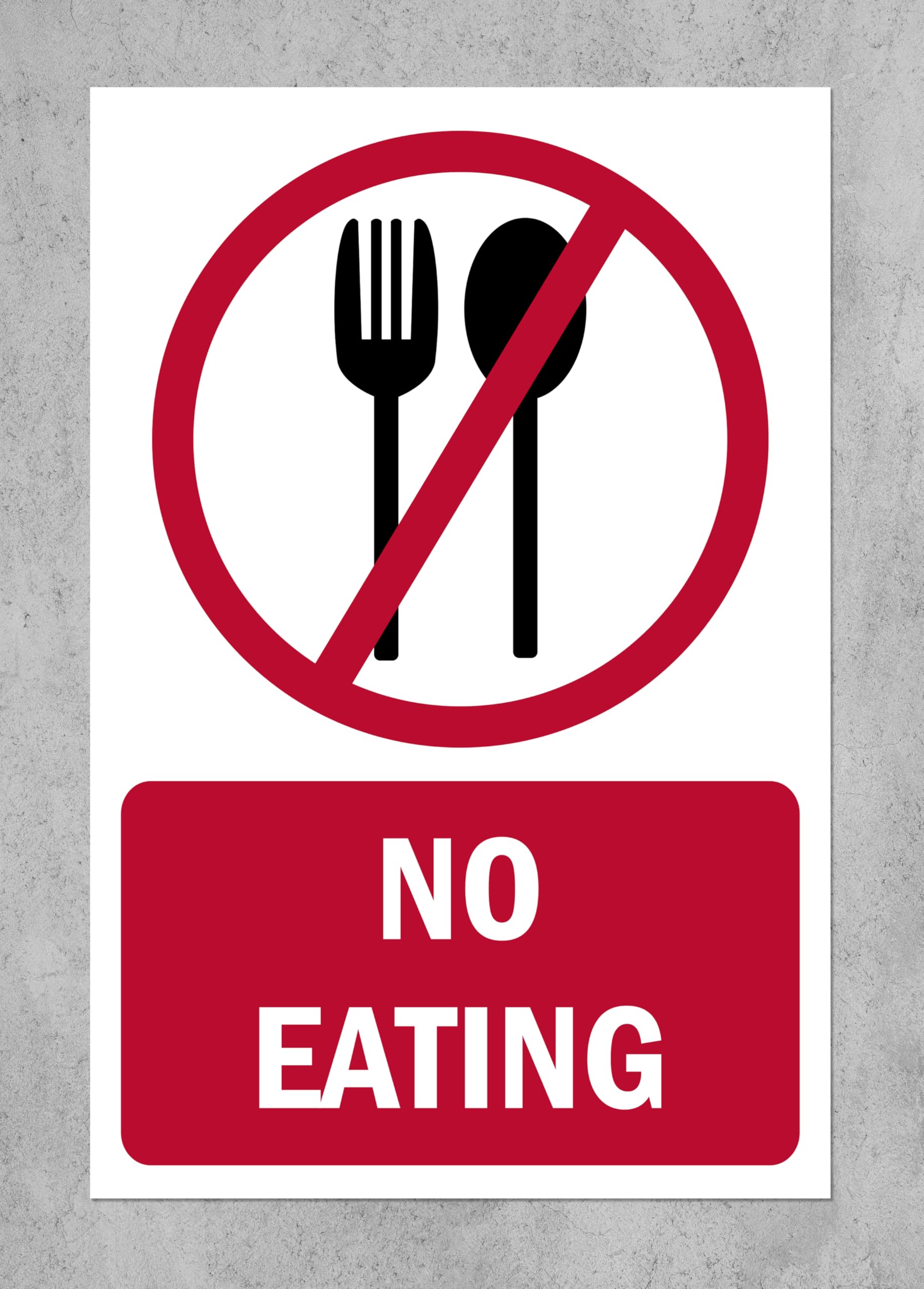 No eating, prohibition sign - Self adhesive sticker (600mm x 400mm)