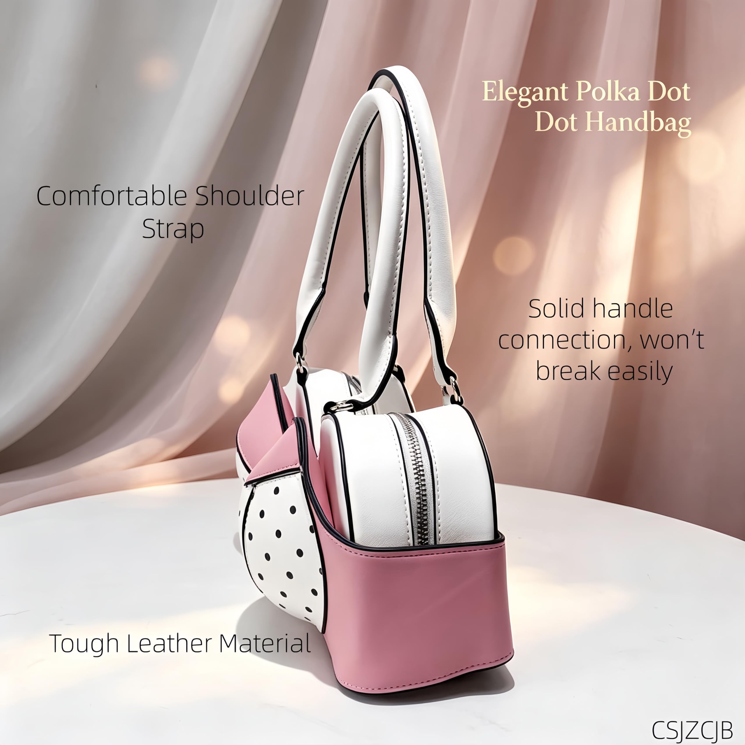 Bolso de hombro con forma de sujetador, bonito bolso de coqueta de lunares | Bolso de mano de piel sintética con lazo de lunares para mujer