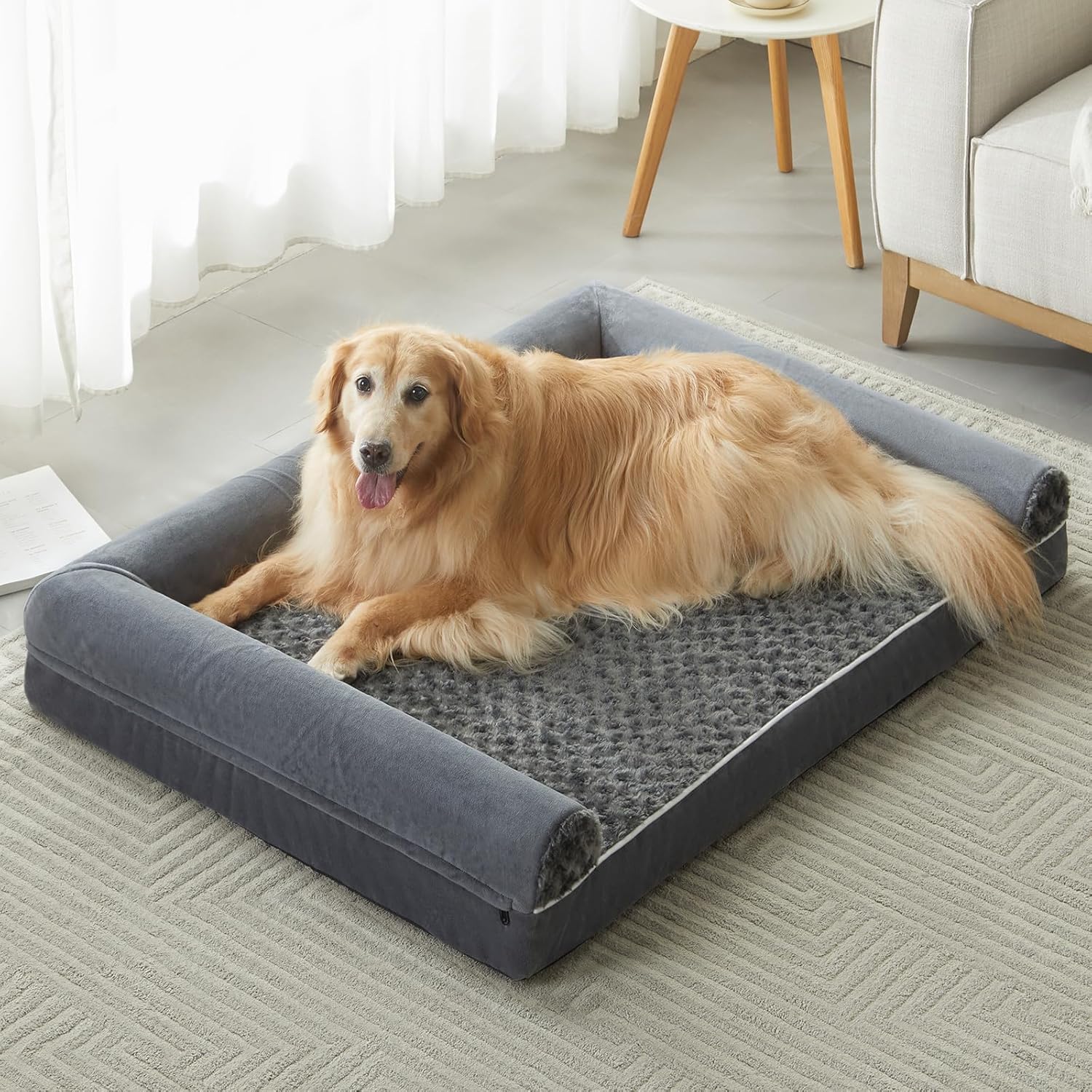 BFPETHOME Dog Beds for Large Dogs, Orthopedic Dog Bed for Medium Large Dogs,Big Waterproof Couch Pet Bed with Removable Washable Cover 54"L x 36"W x 7"Th Dark Grey