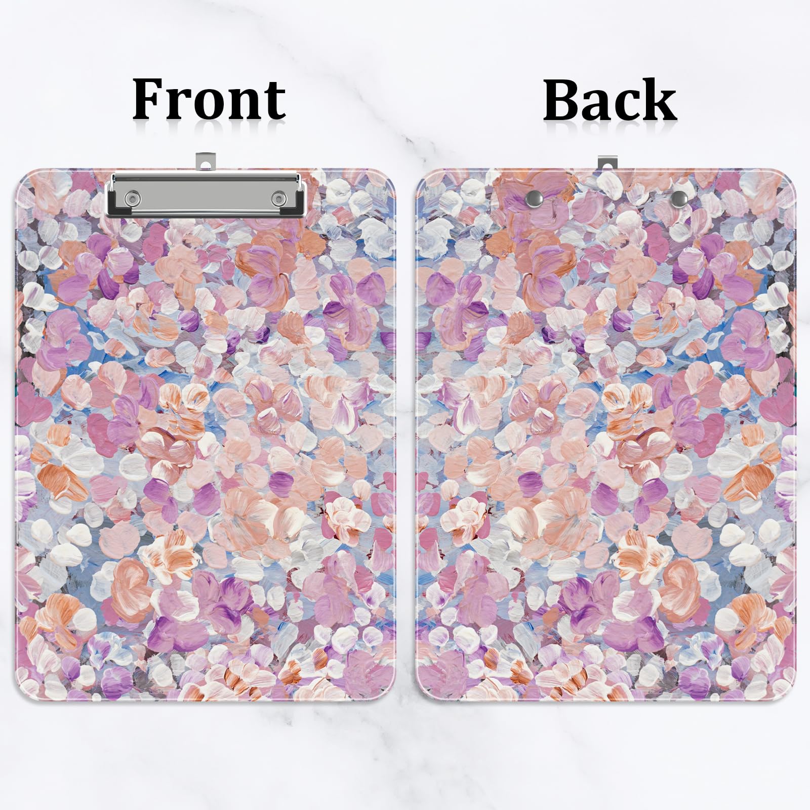 Piasoenc Plastic Clipboard, Cute Decorative Clip Board, 9 x 12.5 in, A4 Standard Office Clip Boards for Nurses Students, Office, Floral - Image 3