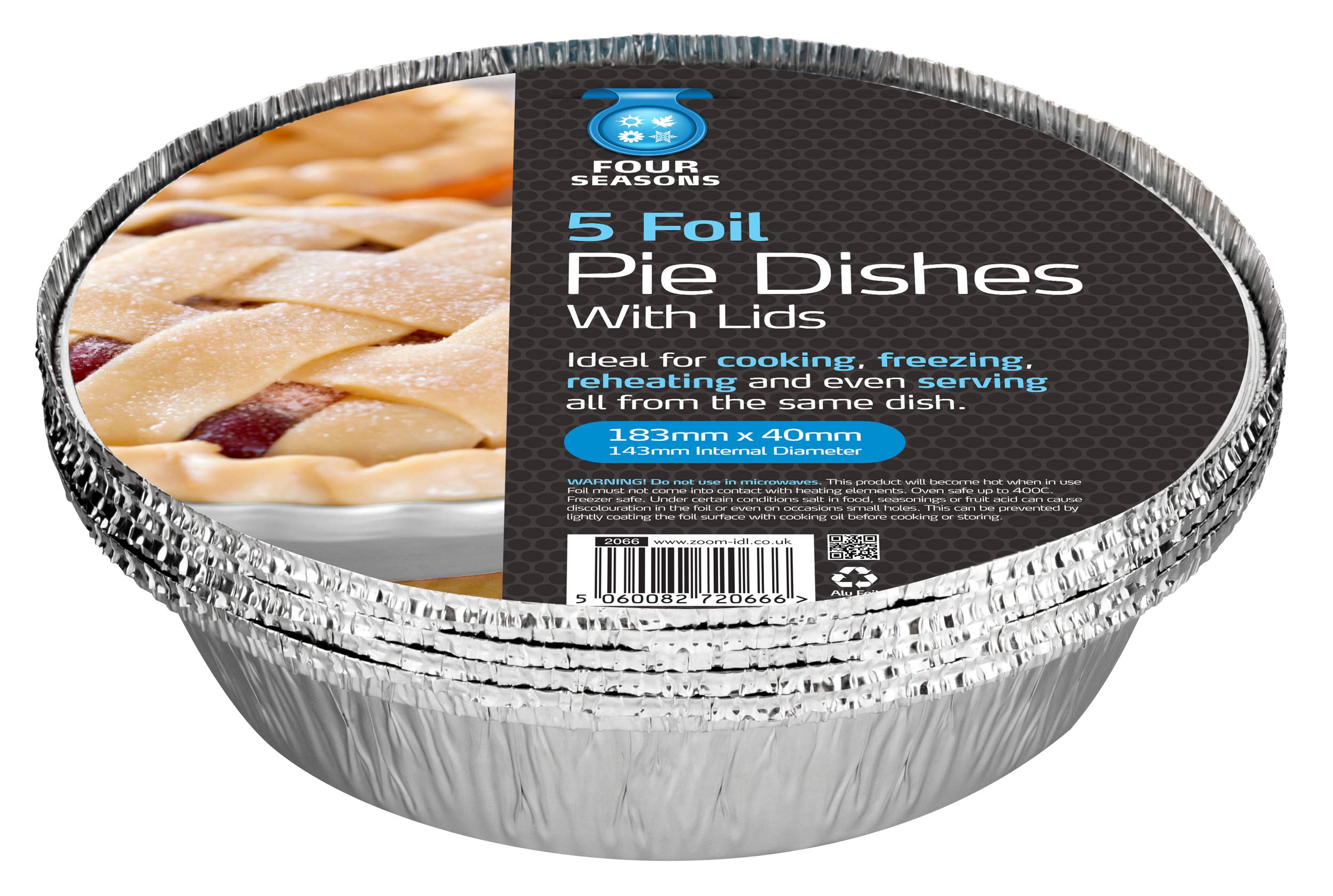 Homeshopa Aluminum Foil Pie Pan, 5 Pack Disposable Round Foil Flan Trays with Paper Lids, Durable Baking Dishes for Pie, Fruit Tarts, Quiche, Food Storage Takeaway Container, Oven & Freezer Safe