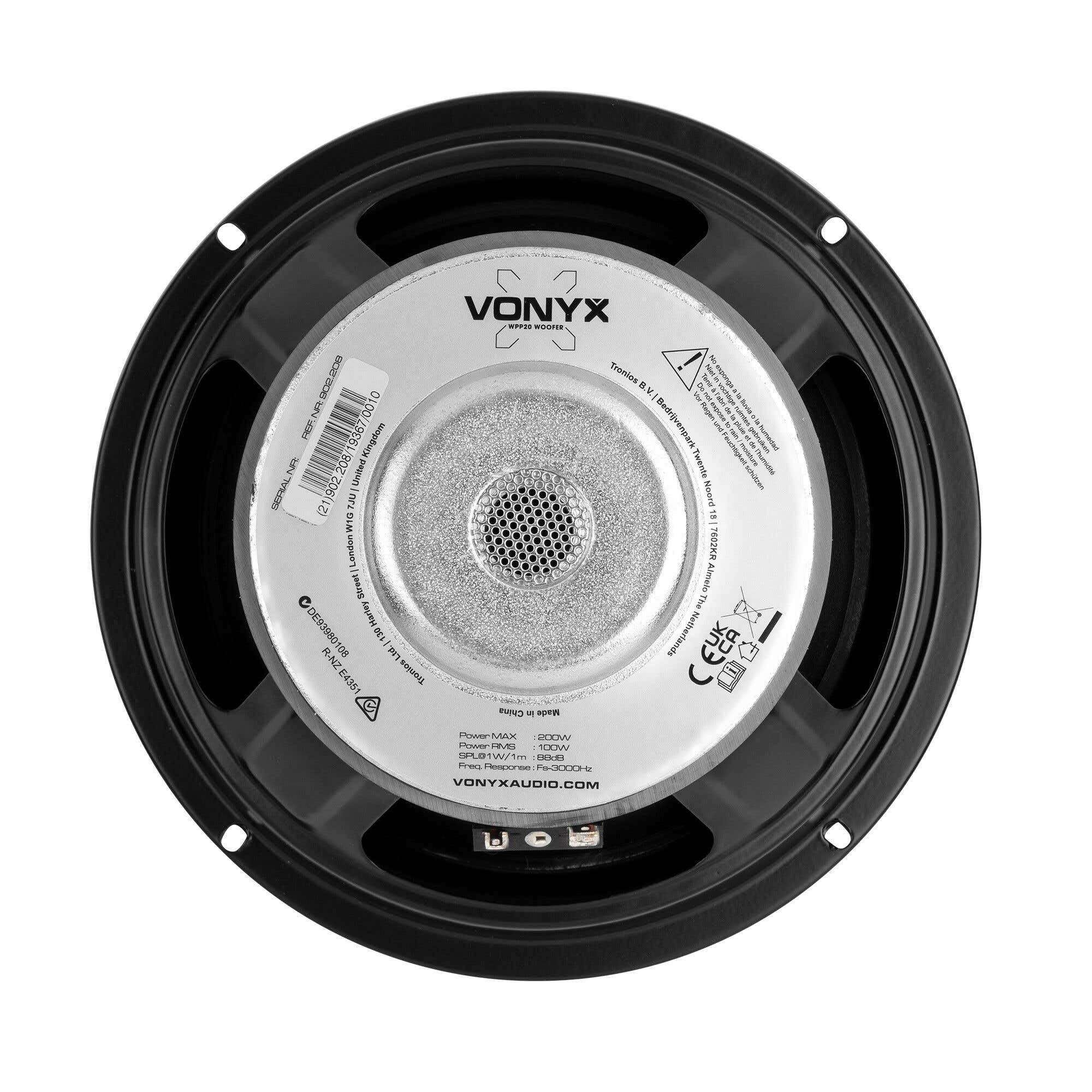 Fenton WP20 - Altavoz de Graves HiFi Con Chasis de Cono de PP de 20 cm, 250 Vatios - Woofer de 8 Ohm - 8 Pulgadas, Cono Integrado de Repuesto