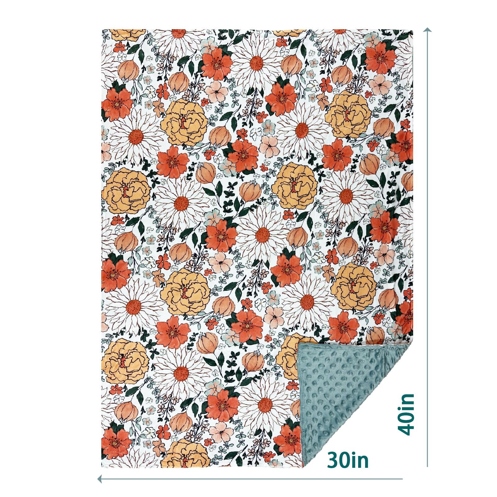 Manta de cama de bebé para niñas, súper suave, de doble capa, con respaldo de puntos, manta de recepción con elegante manta con estampado floral para recién nacidos, bebés y bebés, 30 x 40 pulgadas