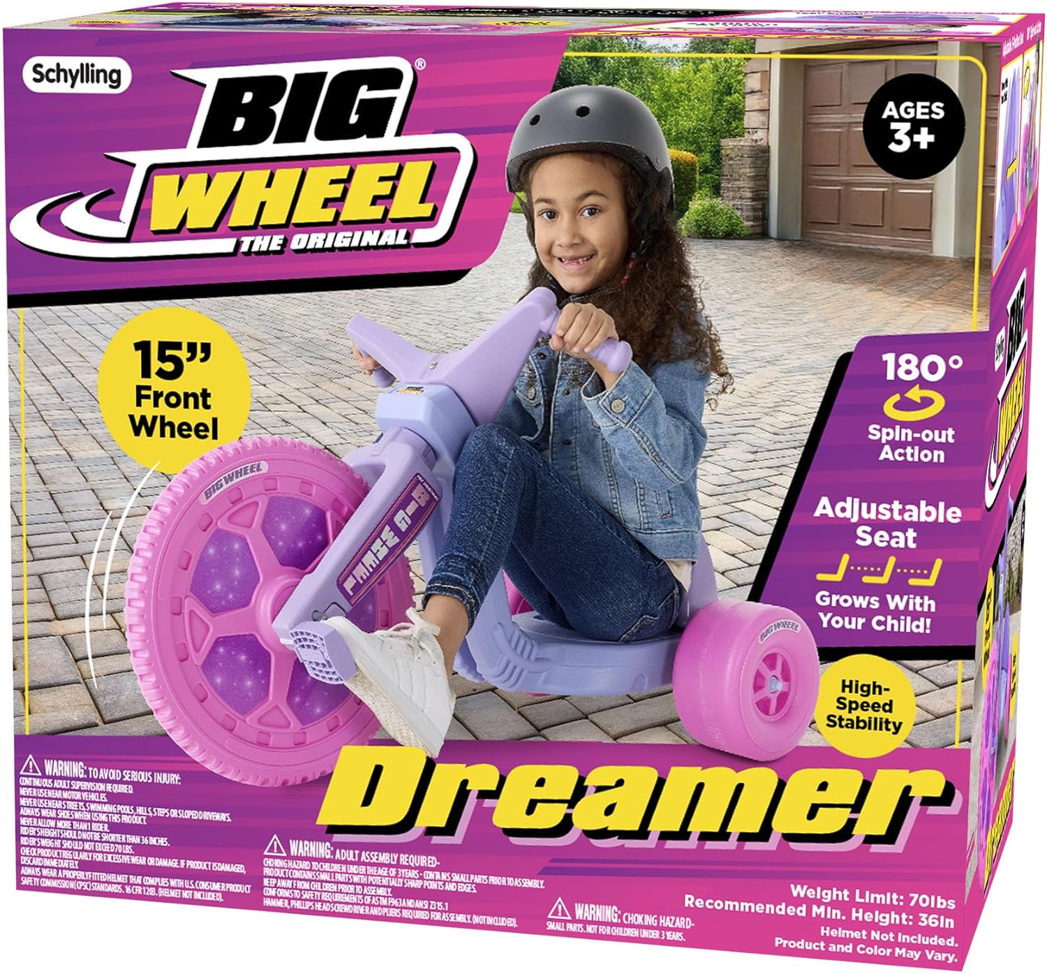 Schylling Big Wheel Dreamer - BWDRM - Low-Riding Tricycle with Adjustable Seat for Growing Child up to 70 lbs. - Original Classic Bike - Ages 3 and Up