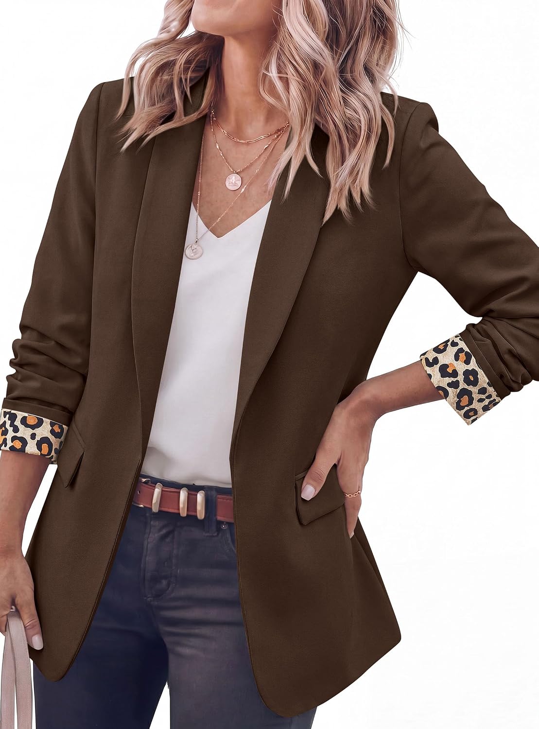 PRETTYGARDEN Blazers for Women Business Casual Open Front Lapel Suit Jacket