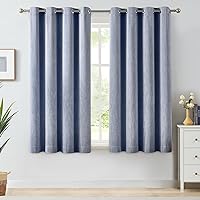 Vista 43 de Melodieux Elegantes cortinas opacas de algodón para oscurecer la habitación, para sala de estar, dormitorio, con aislamiento térmico, paneles