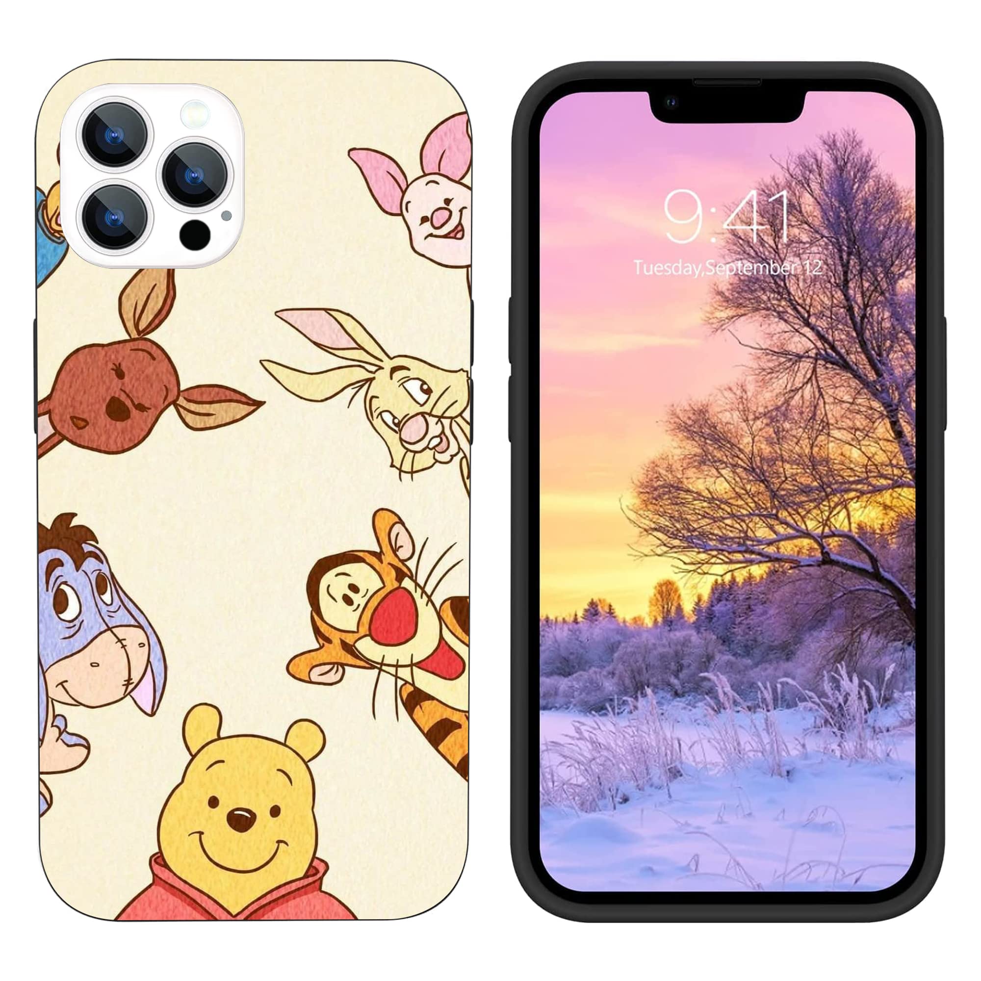 Compatible with iPhone 16 Pro Max Case 6.9", Cute Kawaii Cartoon Design Soft TPU Full Body Protection Drop Protection Case(Happy-Winnie-Smile-Friend-2)